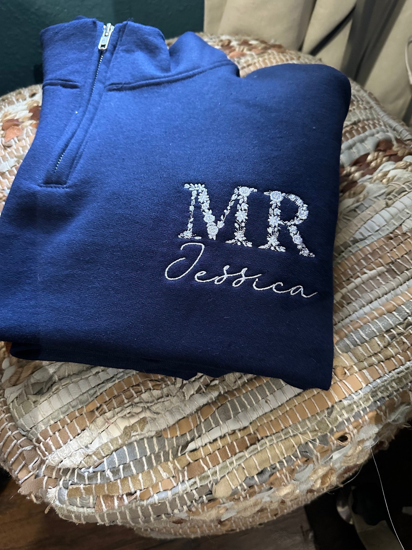 Custom Embroidered nurse quarter zip - Floral RN Jacket - Floral Nurse jacket - personalized quarter zip floral zip jack - nurse gift