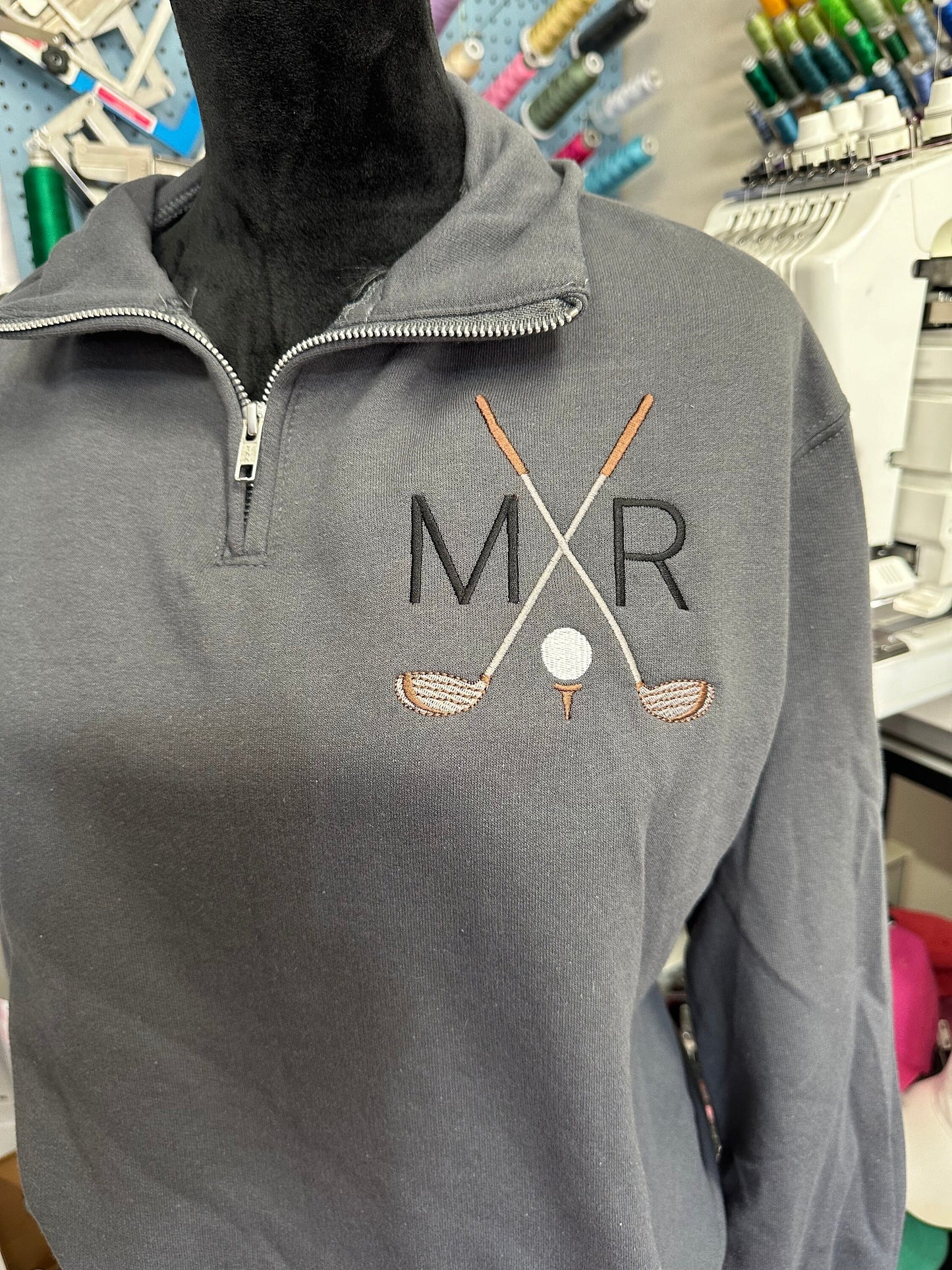 Custom Embroidered Golf Monogram quarter zip - Golf Pullover - Father’s Day Gift Jacket - Golf Dad Personalized Jacket - Grandpa Golf Jacket
