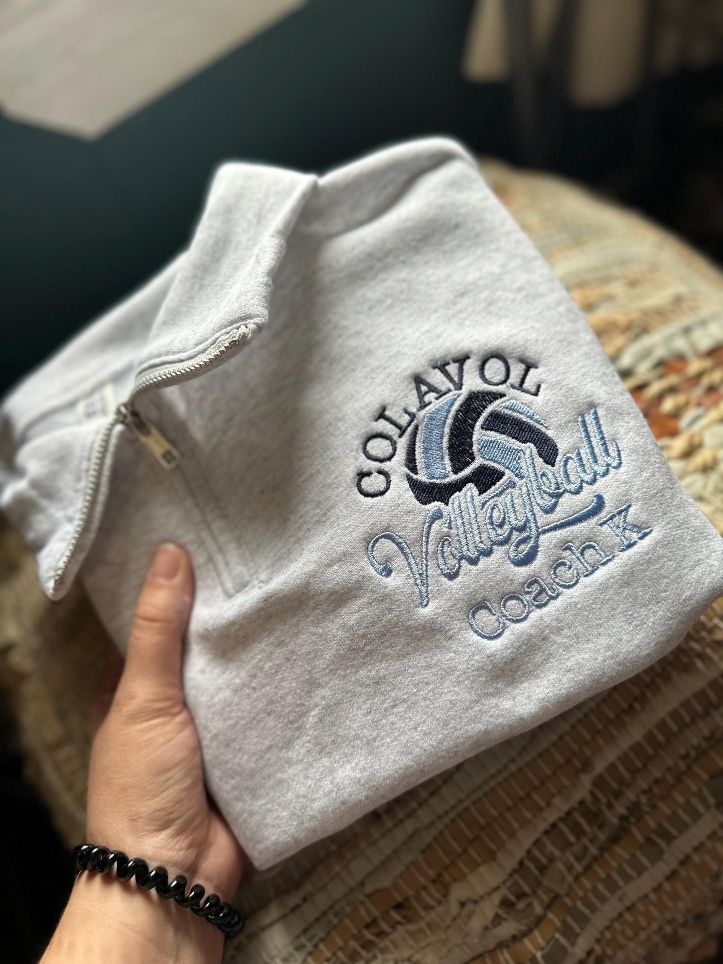 Embroidered Volleyball Coach Quarter Zip - Coach pullover - personalize varsity pullover - Volleyball Quarter Zip