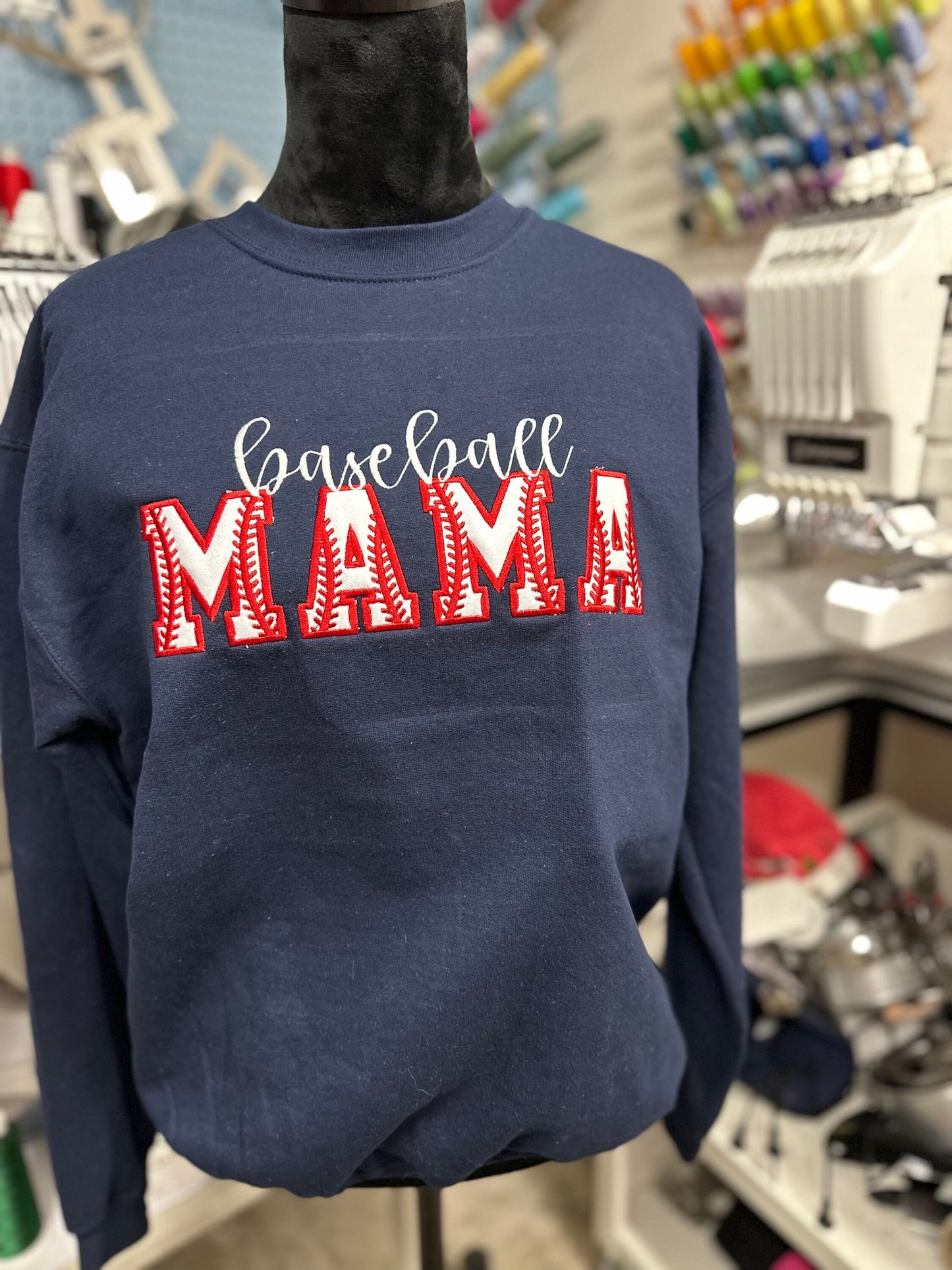 Custom Embroidered Baseball Sweatshirt - Personalized Baseball Mom long sleeve - Baseball mama with glitter vinyl- TBALL mom shirt