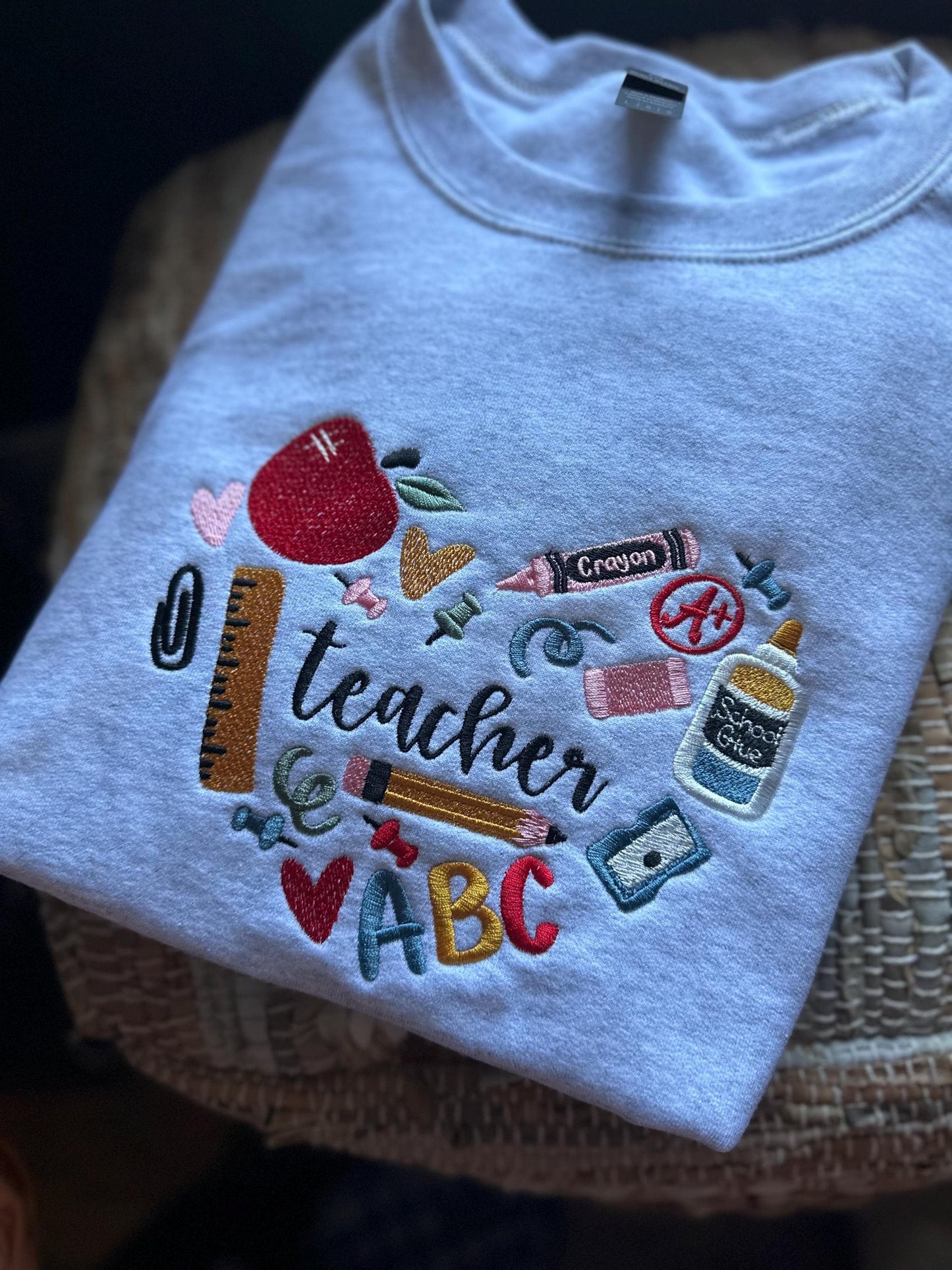 Embroidered 90s Vibe Teacher Sweatshirt - Embroidered Teacher Sweatshirt - Teacher Gift - Student Teacher Sweatshirt - DayCare Sweatshirt
