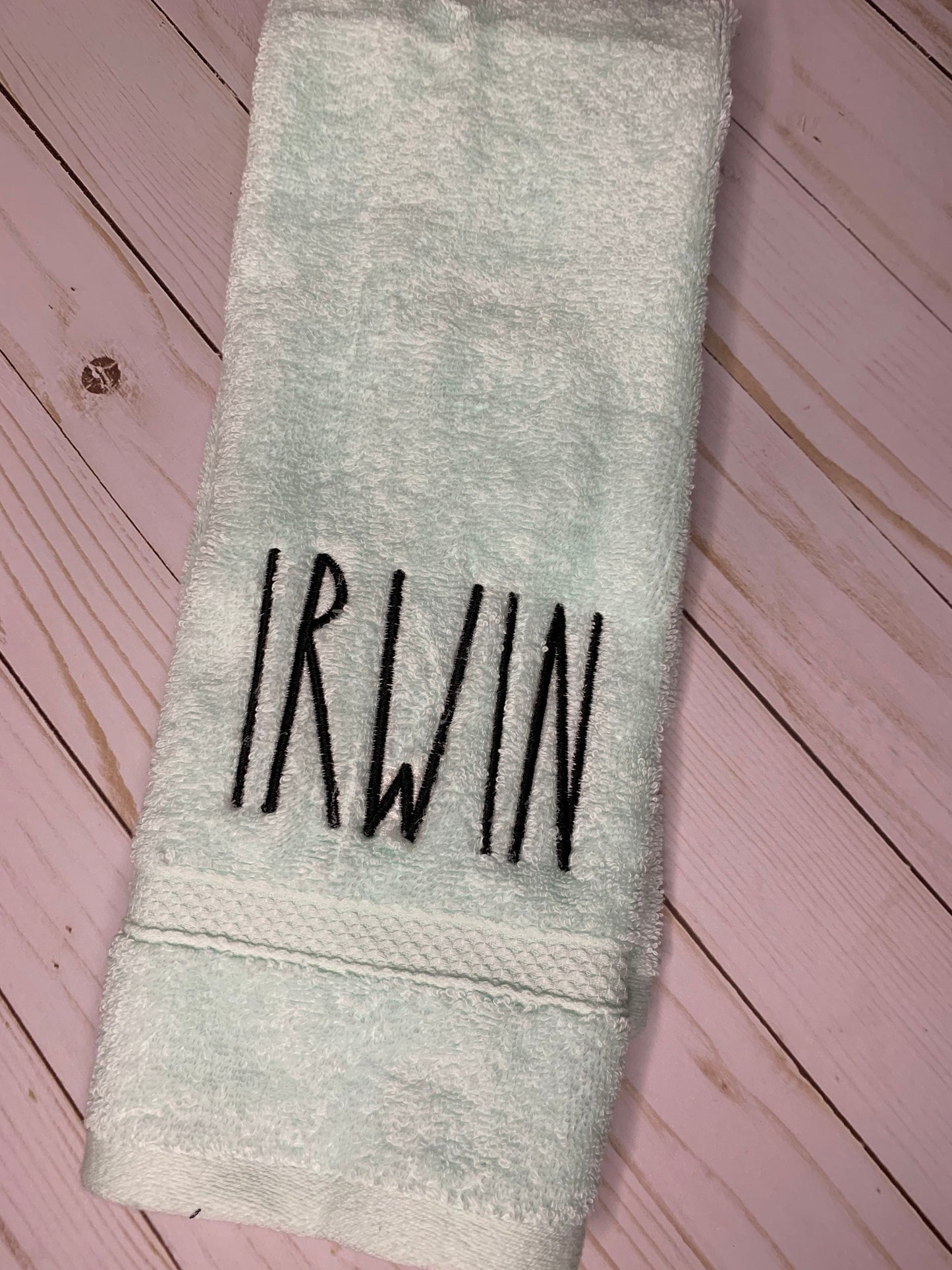 Farmhouse Style Hand Towel - Embroidered Personalized Hand Towel - Rae Dunn Inspired Hand Towel
