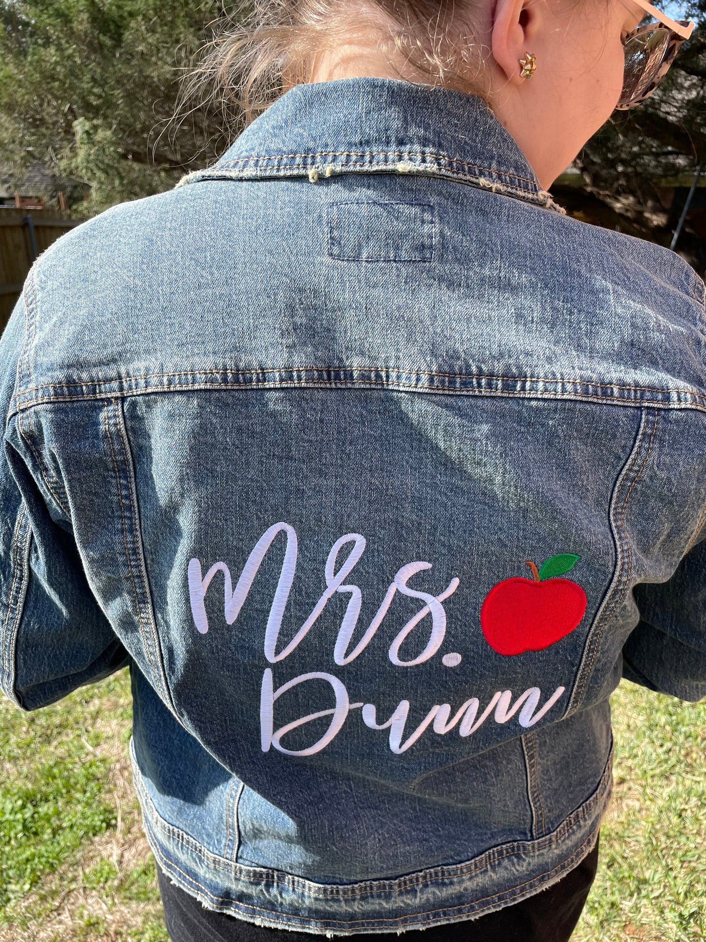 Embroidered Teacher Jean Jacket - Personalized Jean Jacket