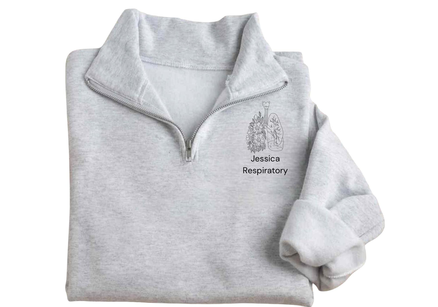 Custom Embroidered RT quarter zip - Floral RT Jacket - Respiratory Nurse jacket - personalized quarter zip - respiratory therapist