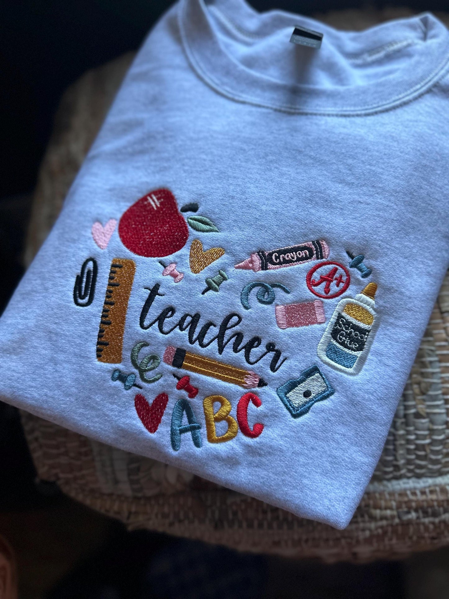 Embroidered 90s Vibe Teacher Sweatshirt - Embroidered Teacher Sweatshirt - Teacher Gift - Student Teacher Sweatshirt - DayCare Sweatshirt