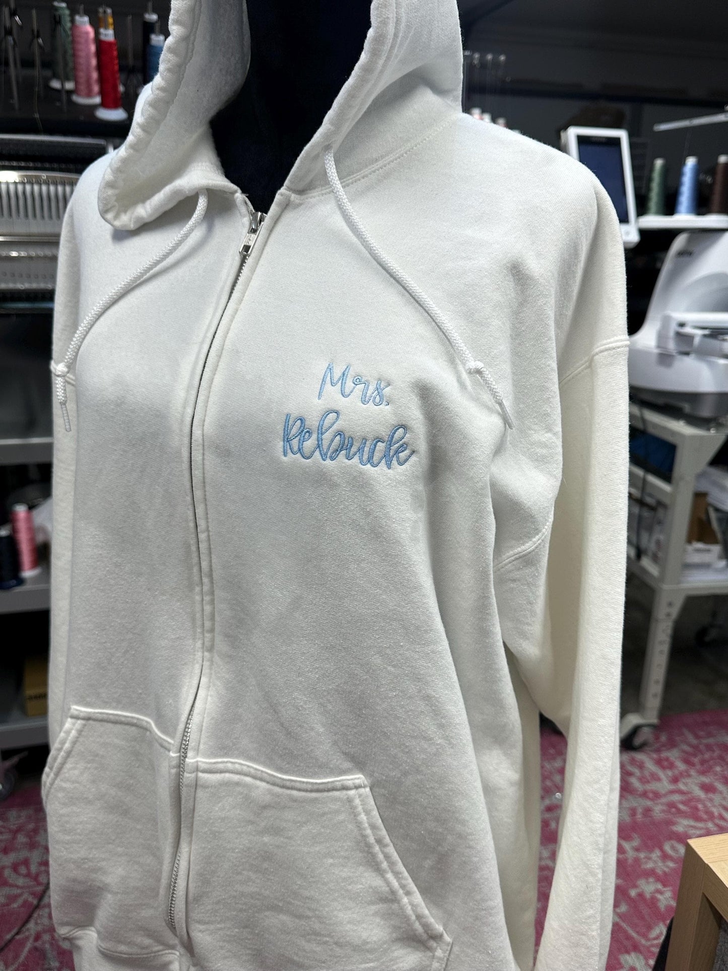 Embroidered Floral Bride Getting Ready Jacket - Bridal Zipup Jacket - engagement shower gift - honeymoon sweatshirt - Wedding Day Jacket