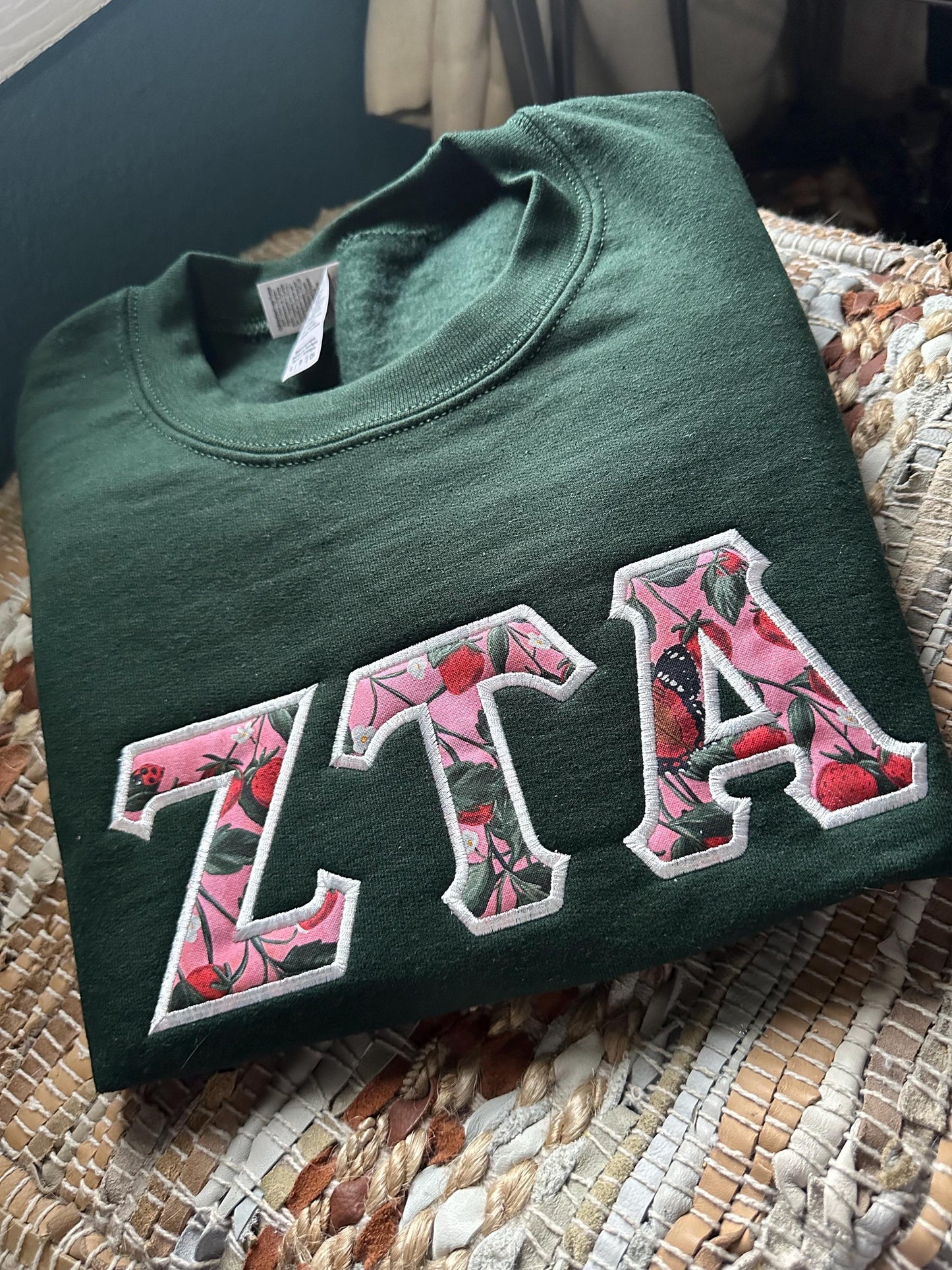 Embroidered Zeta Tau Alpha strawberry sweatshirt - ZTA wear - Sorority Sweatshirt - Big/Little Gift - Sorority Greek Licensed Merch