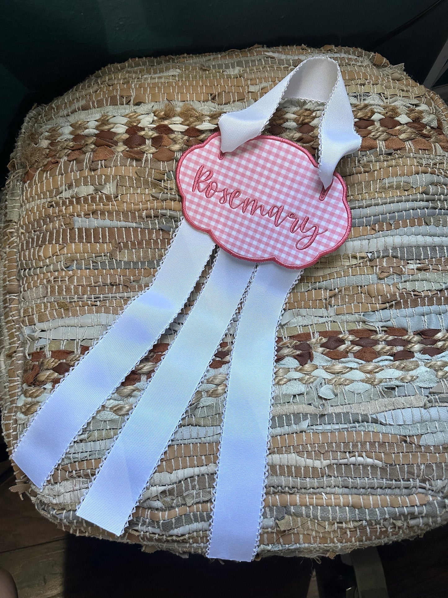 Embroidered Bow Holder - Bow Organizer - Nursery Organization - Bow Organizer with Name - Personalized Bow Organizer