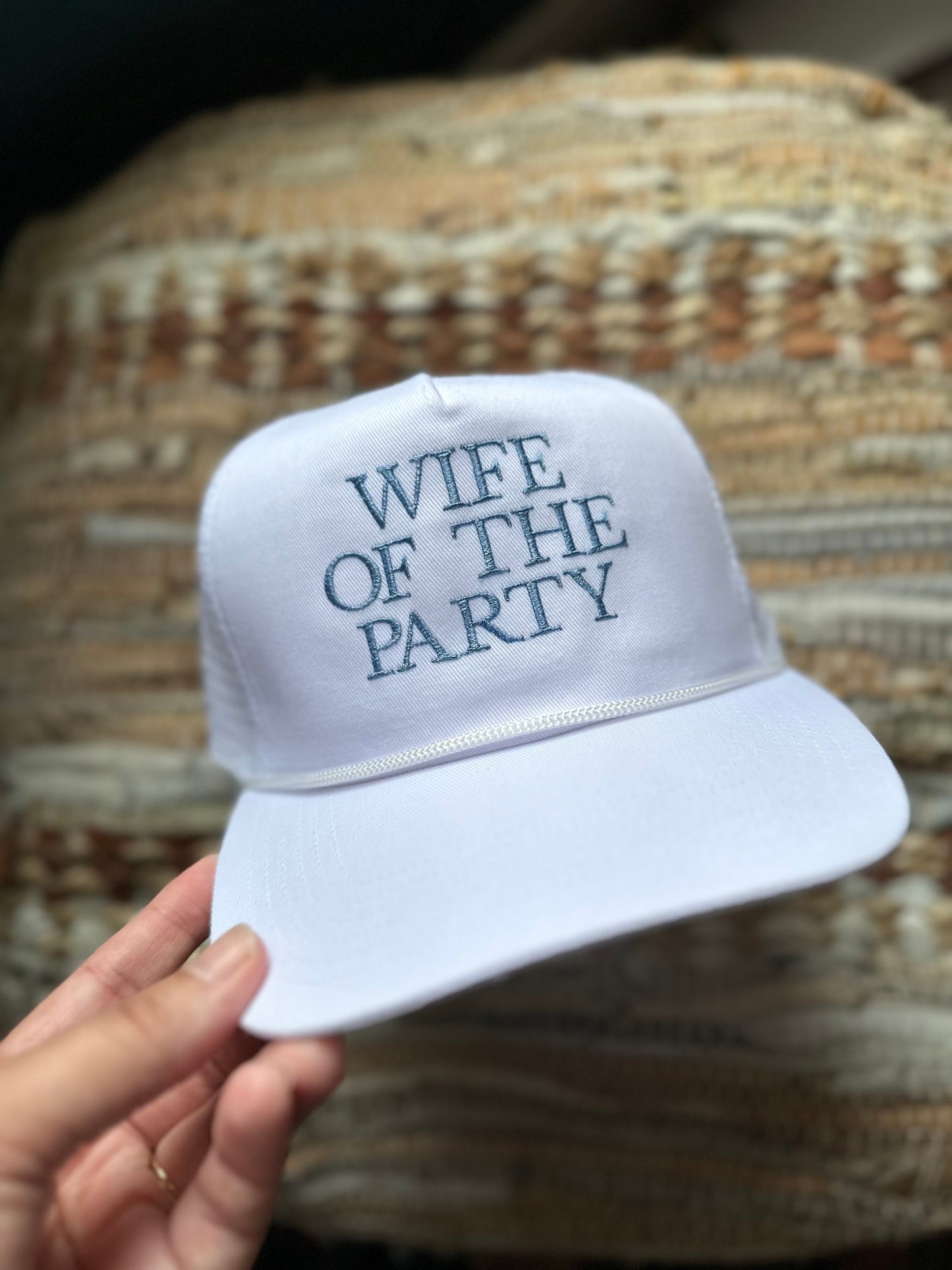 Embroidered Wife of The Party Trucker Hat - engagement gift - bachelorette hat - bachelorette party gift - bridal show hat - rehearsal hat