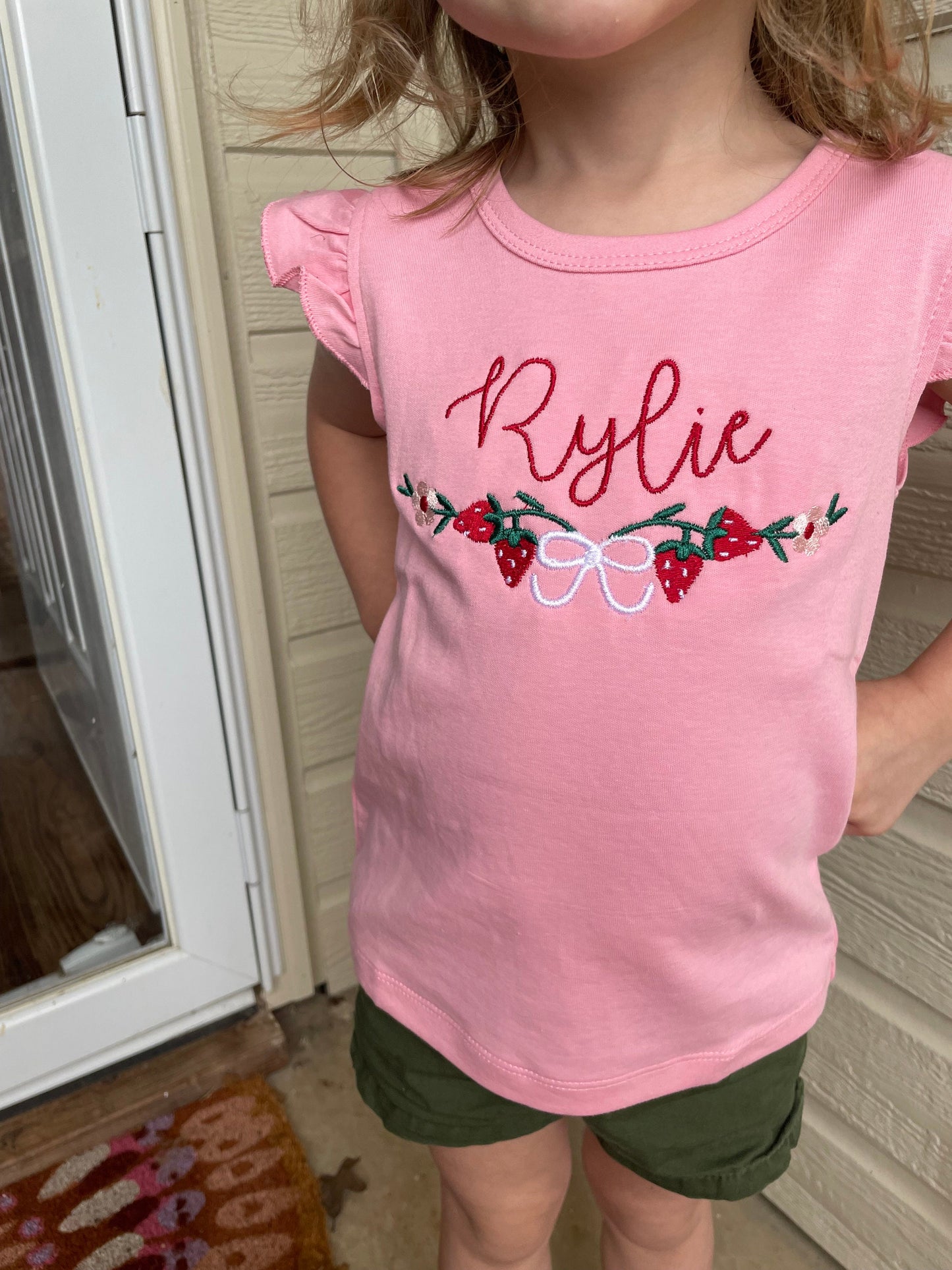Strawberry Floral Embroidered Shirt - Embroidered summer strawberry shirt - personalized strawberry shirt