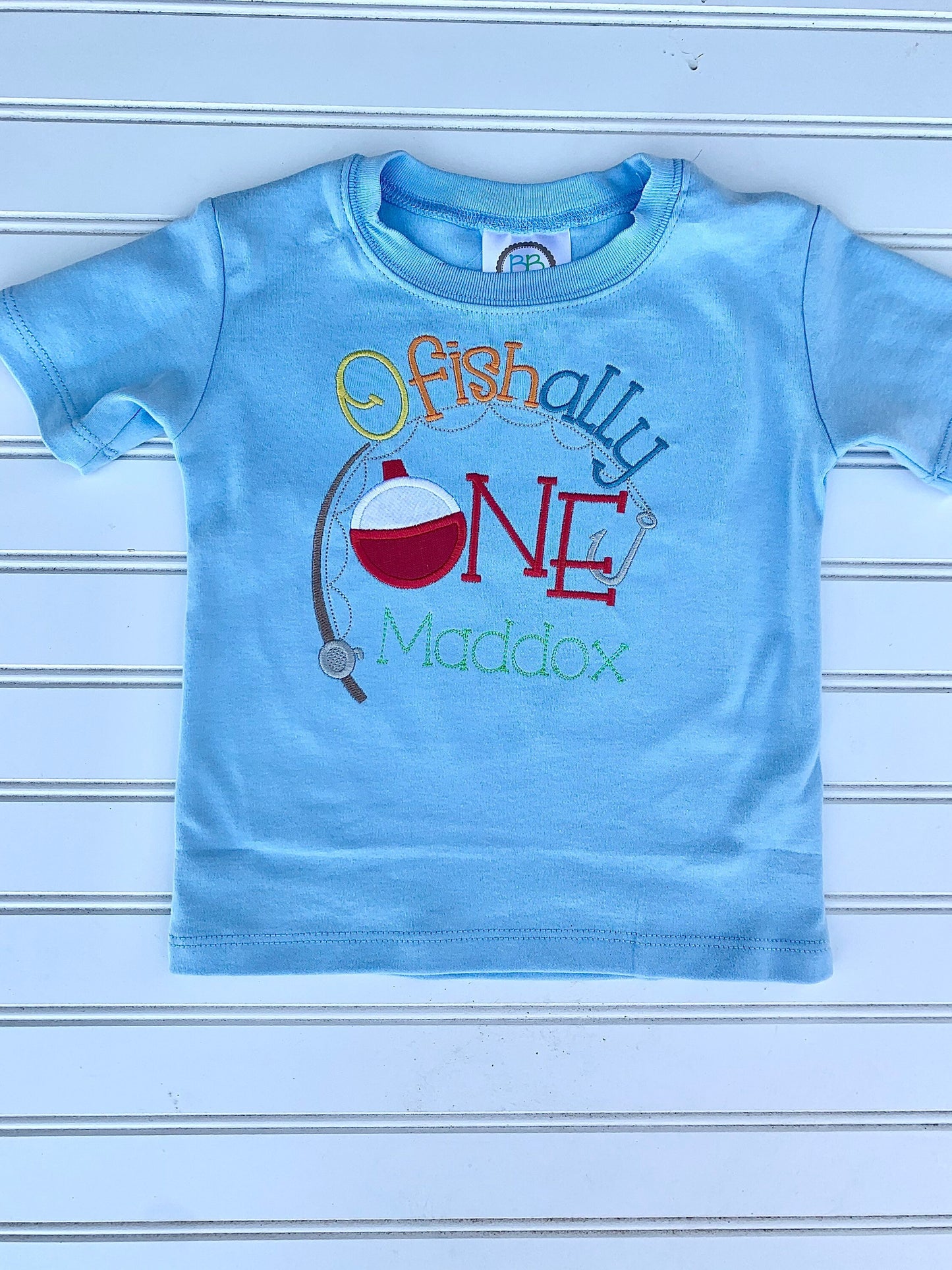 Fishing Birthday Shirt - Embroidered Birthday shirt - appliqué number shirt - First Embroidered Shirt - Personalized Birthday shirt