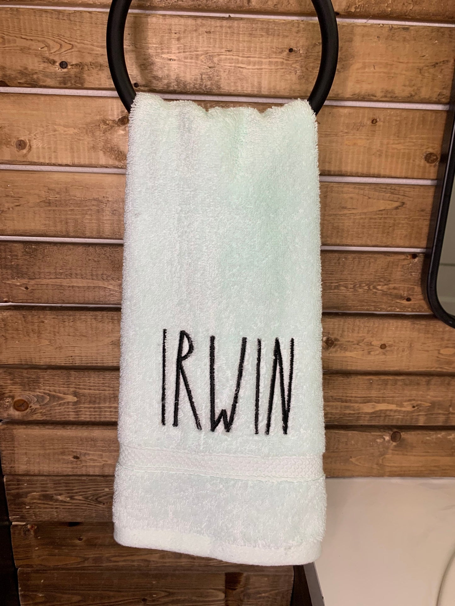 Farmhouse Style Hand Towel - Embroidered Personalized Hand Towel - Rae Dunn Inspired Hand Towel