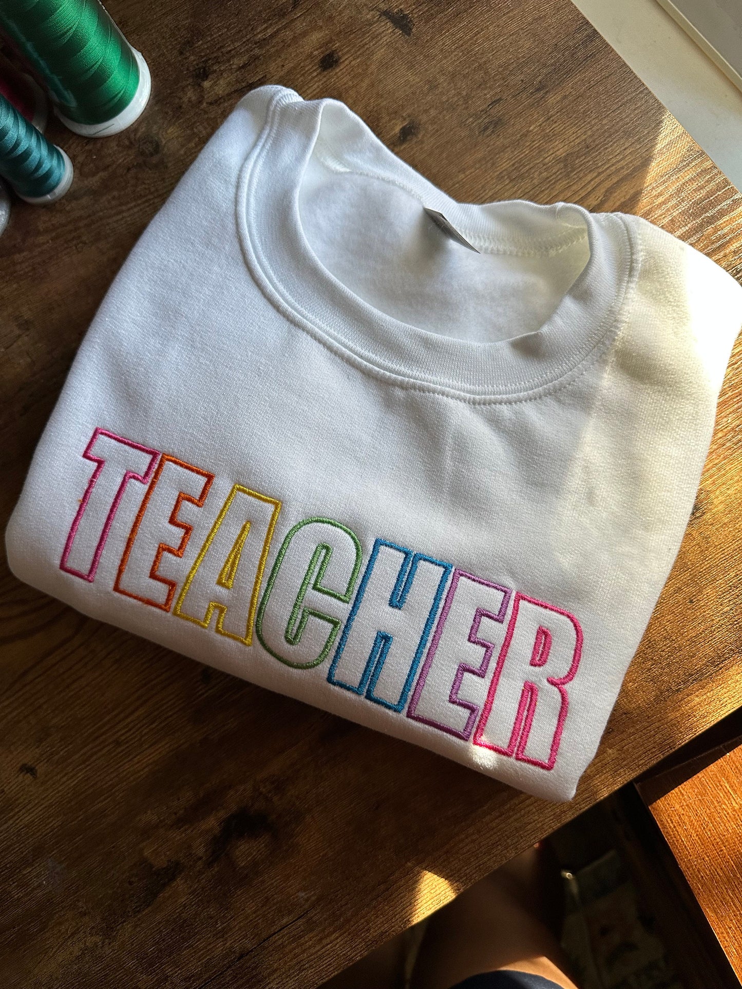 Embroidered 90s Vibe Teacher Sweatshirt - Embroidered Teacher Sweatshirt - Teacher Gift - Student Teacher Sweatshirt - DayCare Sweatshirt