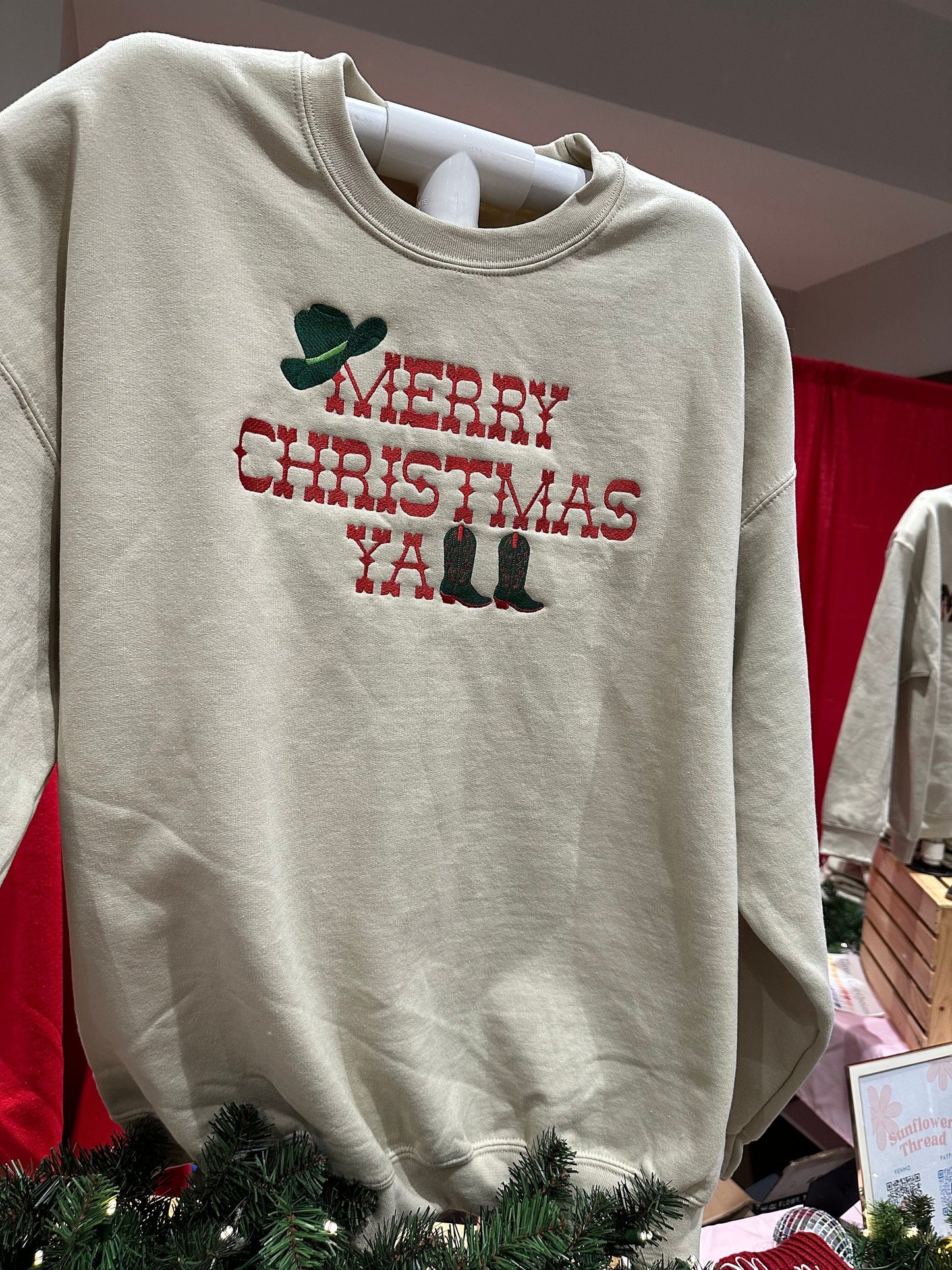 Embroidered merry Christmas y’all Sweatshirt - merry Christmas sweatshirt - western sweatshirt