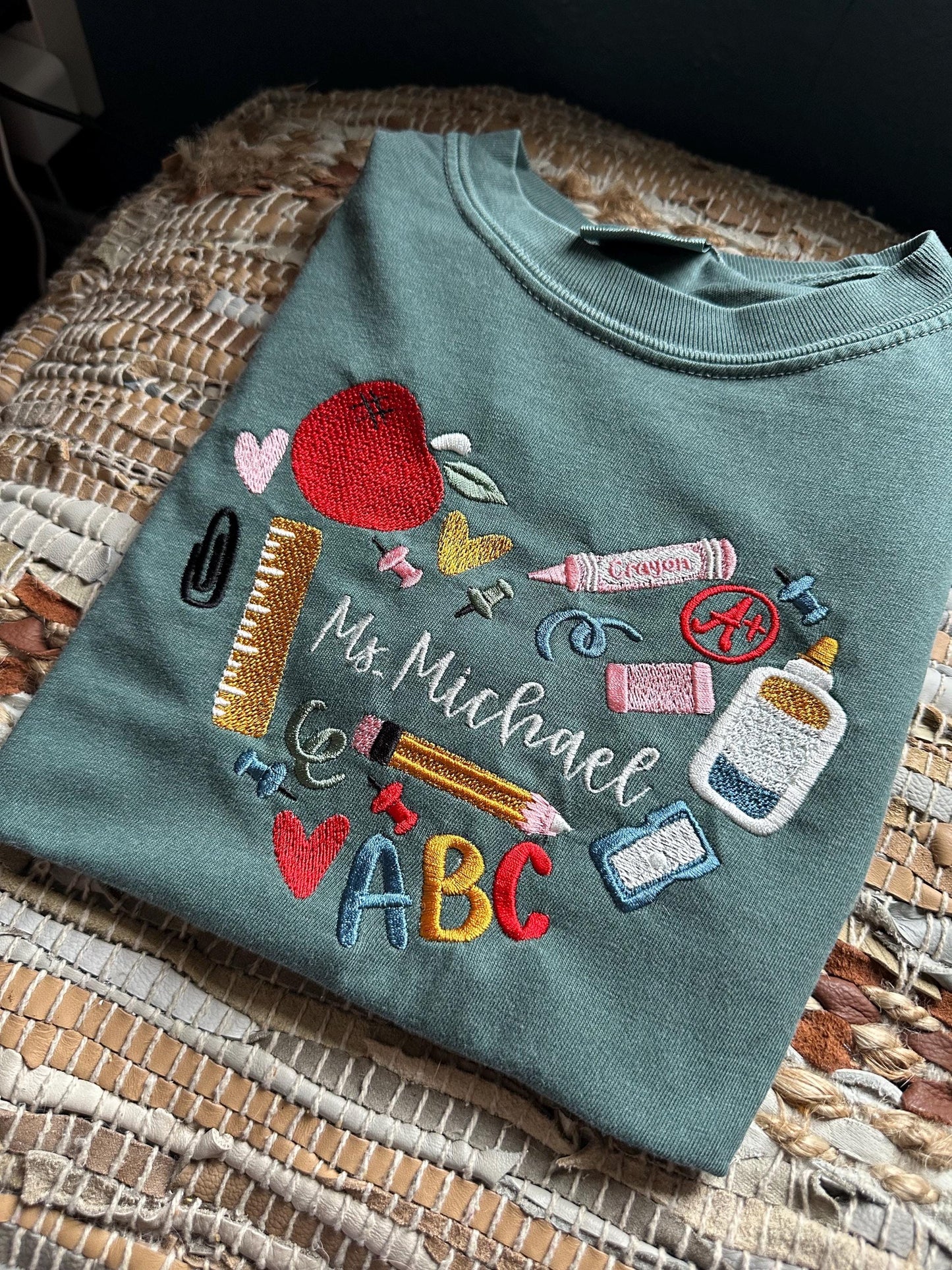 Embroidered 90s Vibe Teacher Sweatshirt - Embroidered Teacher Sweatshirt - Teacher Gift - Student Teacher Sweatshirt - DayCare Sweatshirt