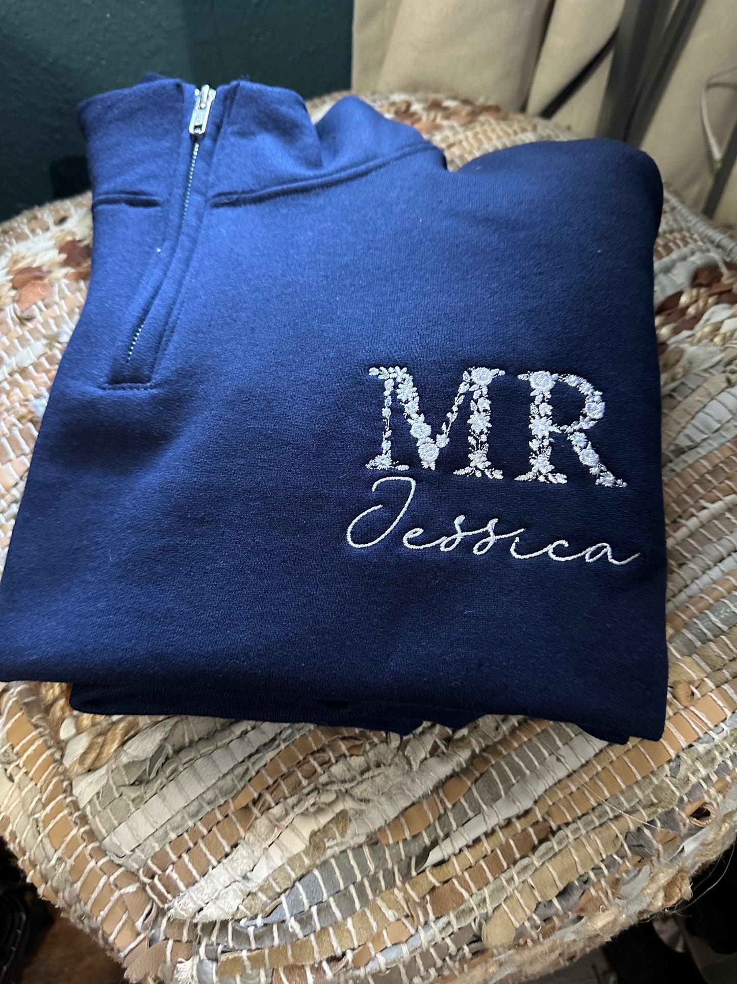 Custom Embroidered nurse quarter zip - Floral RN Jacket - Floral Nurse jacket - personalized quarter zip floral zip jack - nurse gift