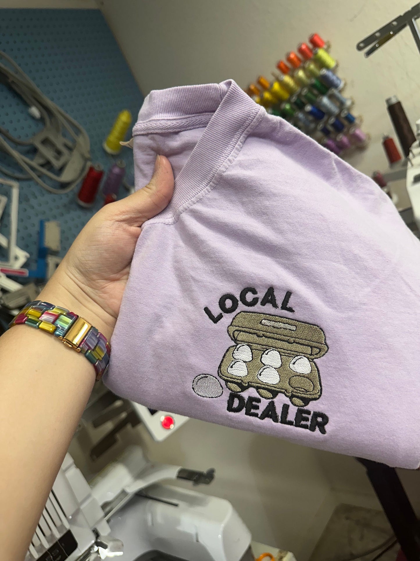 Embroidered Egg Local dealer Short Sleeve Shirt - embroidered chicken shirt - gift for chicken lovers - chicken mama - chicken egg shirt