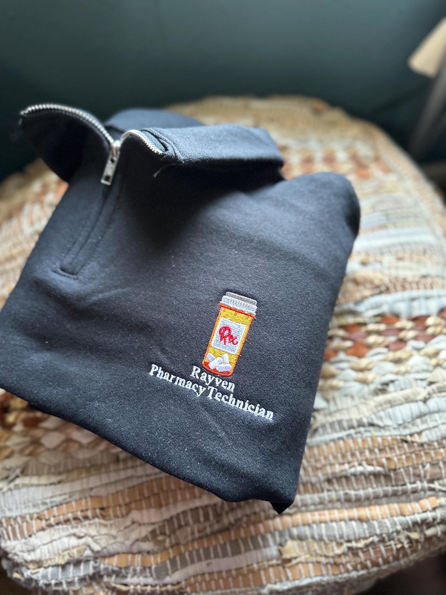 Embroidered pharmacy tech quarter zip jacket - pharm tech jacket - pharmacy nurse jacket -personalized pharmacy gift