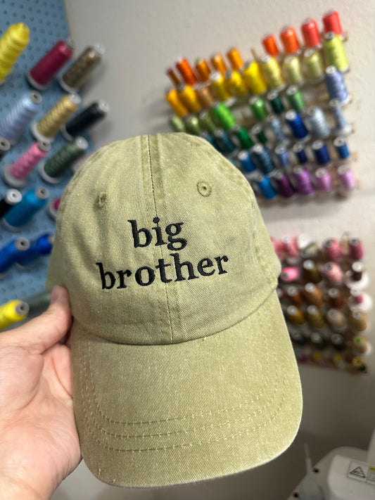 Big brother hat -boy baseball cap - pigment dyed baseball cap - toddler hat- embroidered big brother hat - pregnancy announcement hat