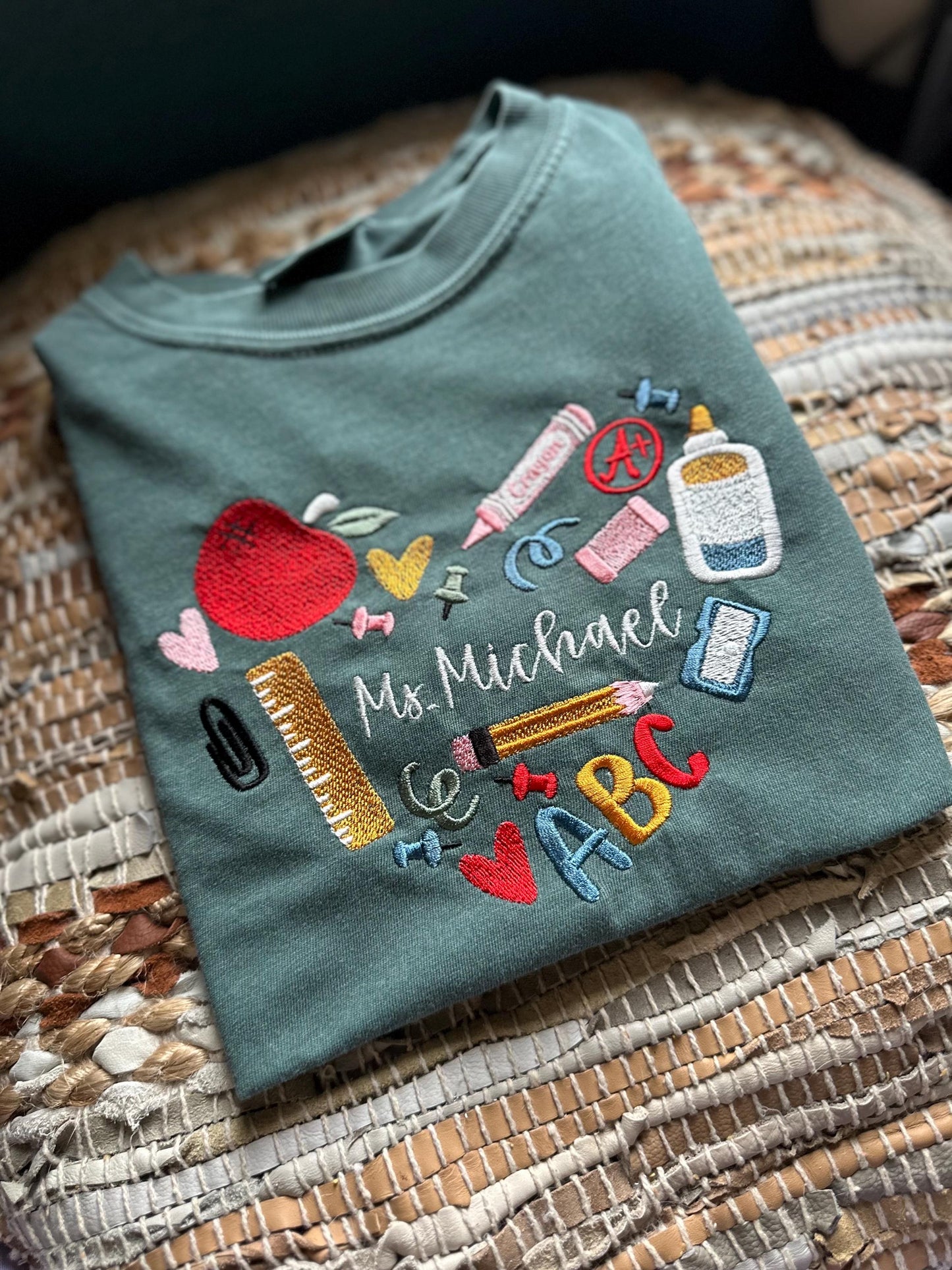 Embroidered 90s Vibe Teacher Sweatshirt - Embroidered Teacher Sweatshirt - Teacher Gift - Student Teacher Sweatshirt - DayCare Sweatshirt