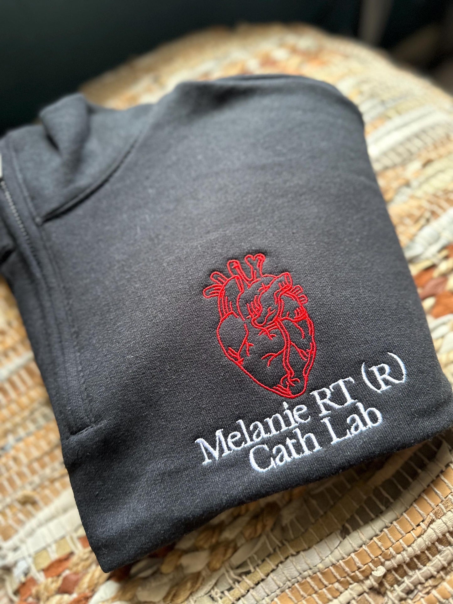 Embroidered CARDIAC nurse quarter zip jacket - cards nurse jacket - CVICU nurse jacket -personalized nurse gift - CHSU unit - cath lab