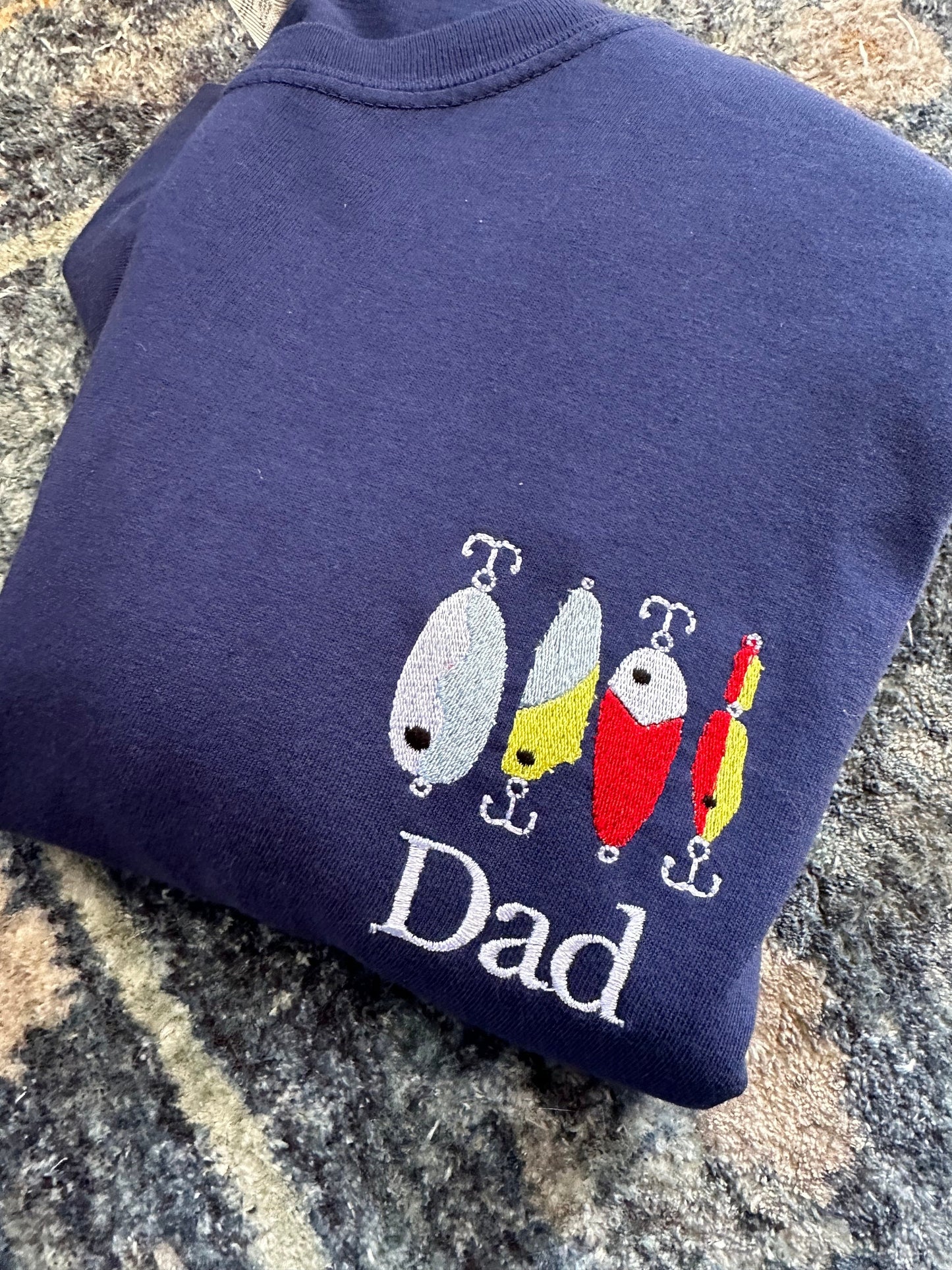 Father’s Fishing Embroidered Shirt -Fathers Day Shirt - personalized dad shirt - embroidered lure shirt - personalized grandpa fishing shirt