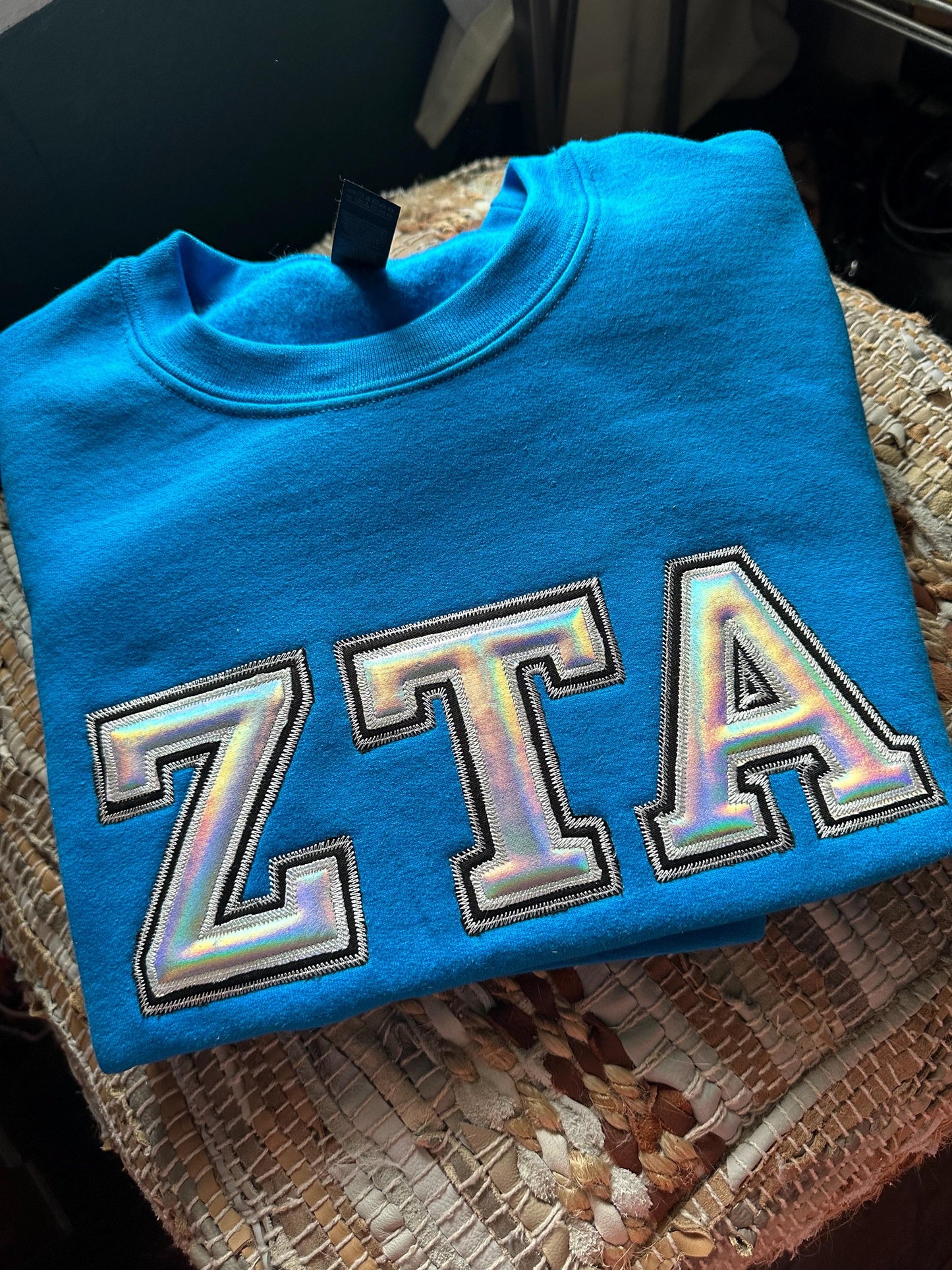 Embroidered Zeta Tau Alpha Applique sweatshirt - ZTA wear - Sorority Sweatshirt - Big/Little Gift - Sorority Greek Licensed Merch