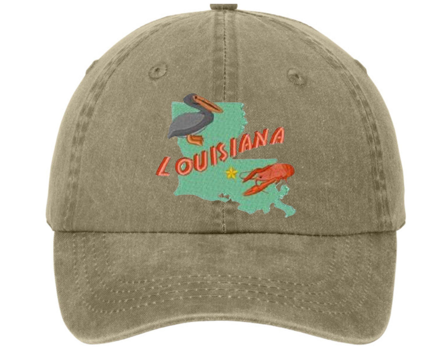 Custom Embroidered Louisiana Hat, Embroidered NOLA Hat, Crawfish Season, Crawfish Cookout, Crawdaddy, Crawfish Pigment Hat, Louisiana State