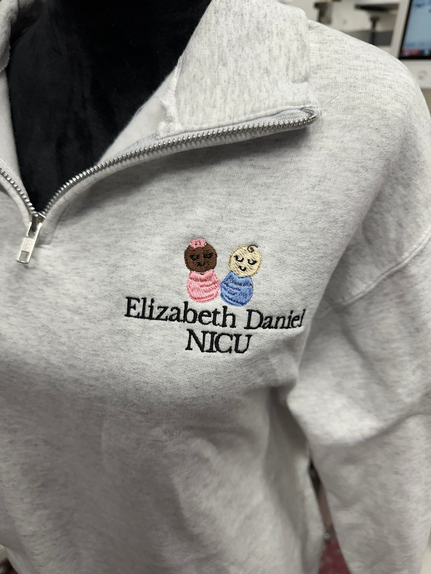 Custom Embroidered nurse quarter zip post partum pullover mother baby nurse appreciation personalized quarter nicu nurse swaddle specialist
