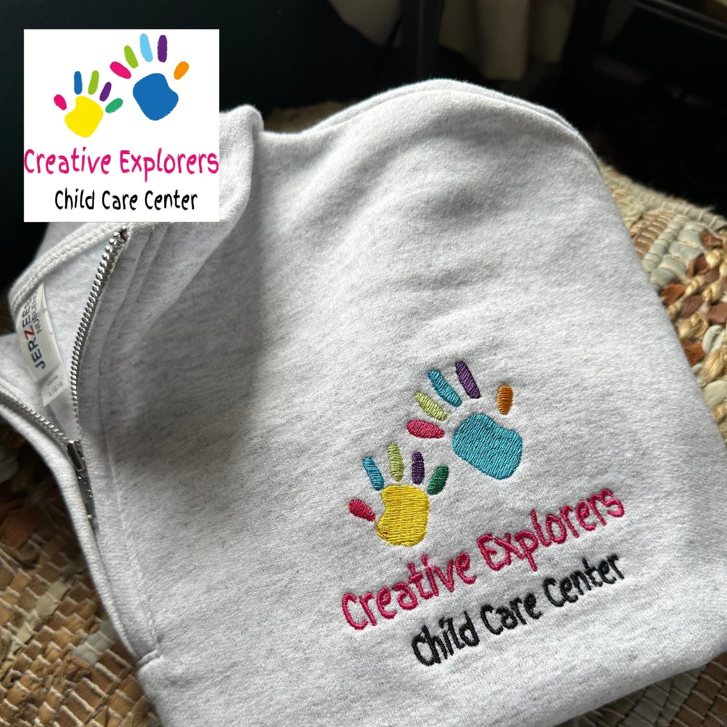 Custom Embroidered Logo quartep zip - Small Business Jacket - Logo jacket - personalized quarter zip jacket - Logo Wear
