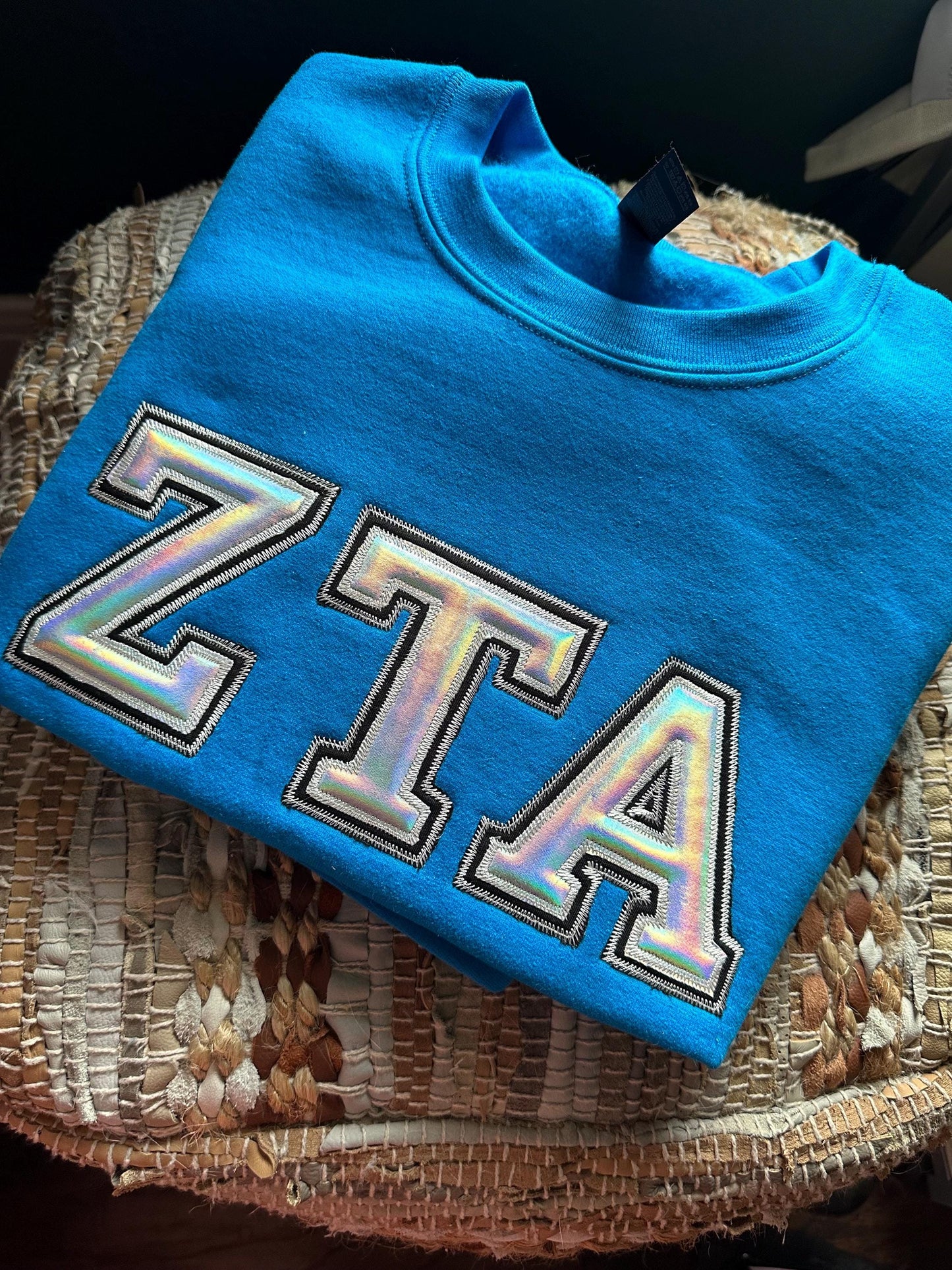 Embroidered Zeta Tau Alpha Applique sweatshirt - ZTA wear - Sorority Sweatshirt - Big/Little Gift - Sorority Greek Licensed Merch
