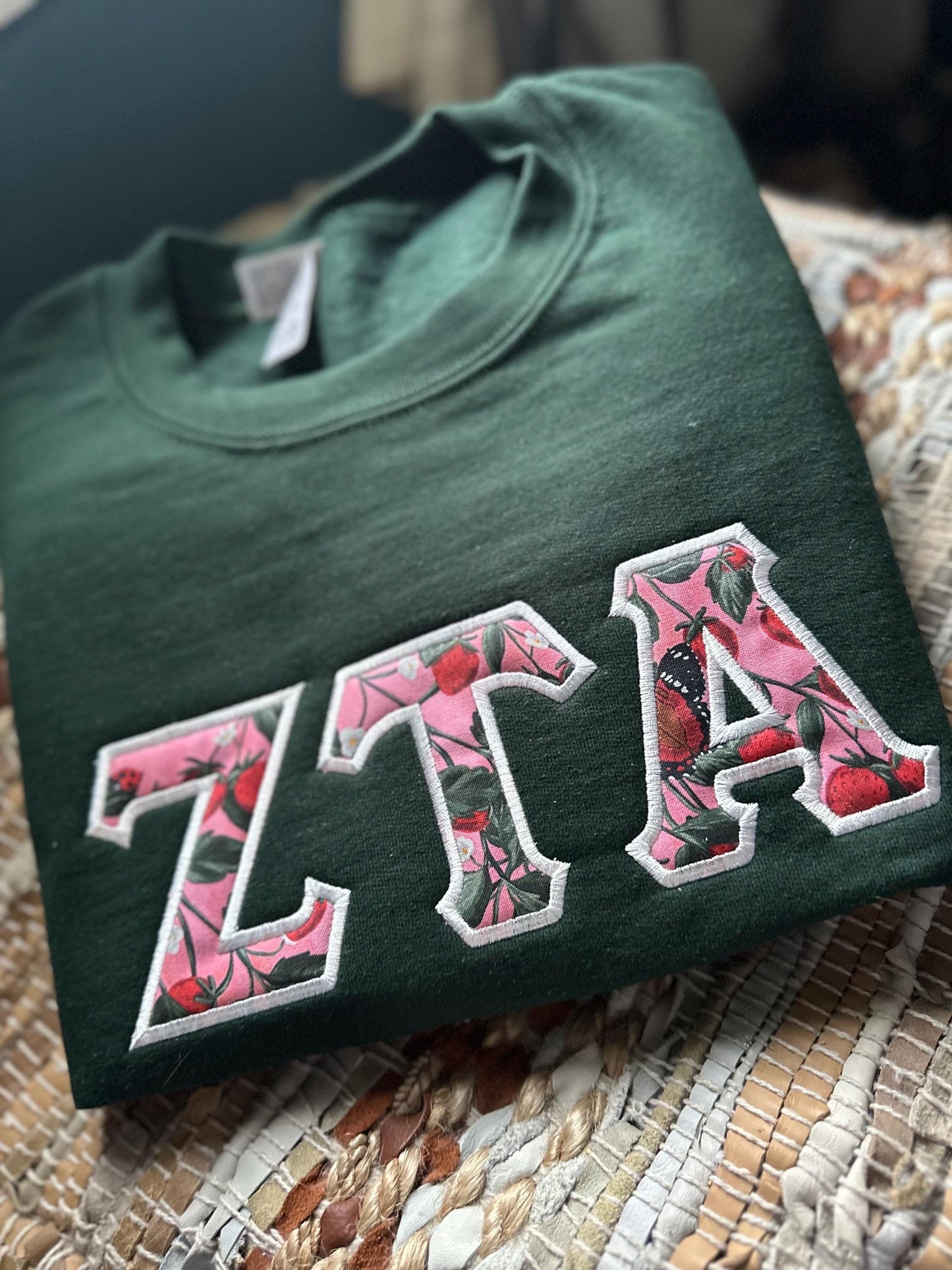 Embroidered Zeta Tau Alpha strawberry sweatshirt - ZTA wear - Sorority Sweatshirt - Big/Little Gift - Sorority Greek Licensed Merch