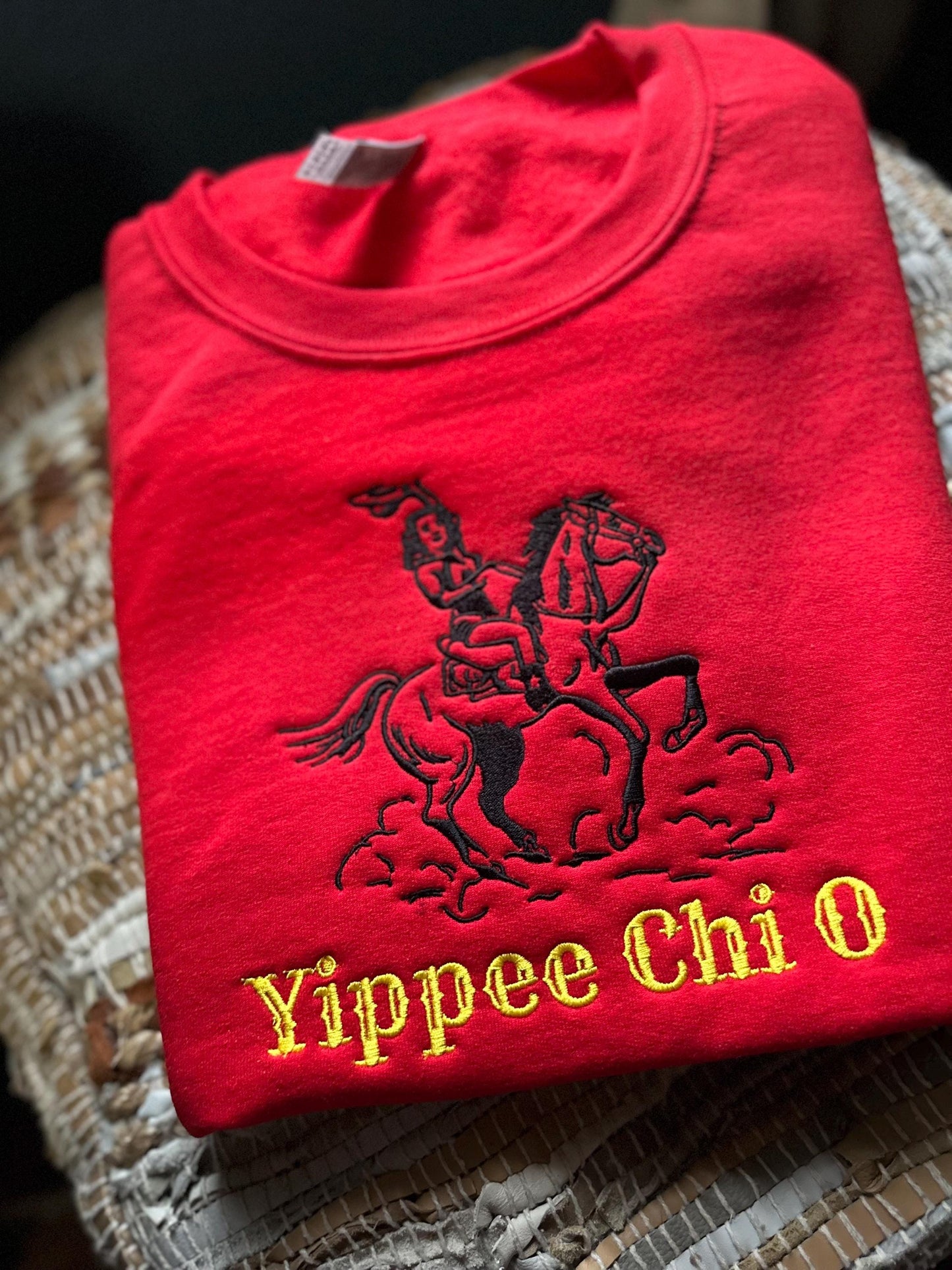 Embroidered Chi O western sweatshirt - Chi Omega wear - Sorority Sweatshirt - Big/Little Gift - Sorority Greek Licensed Merch - Chi O rush
