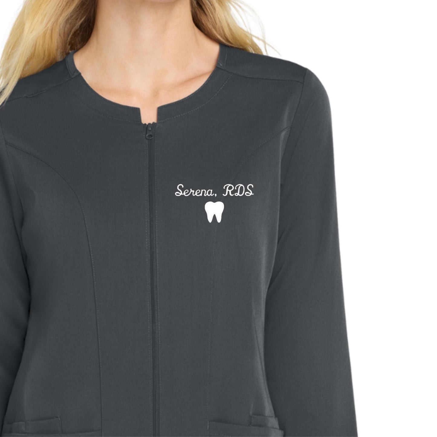 Custom Embroidered Dental Assistant Wink scrub jacket - RDS Scrub Jacket- Personalized Dental jacket gift - New Dental Grad Gift