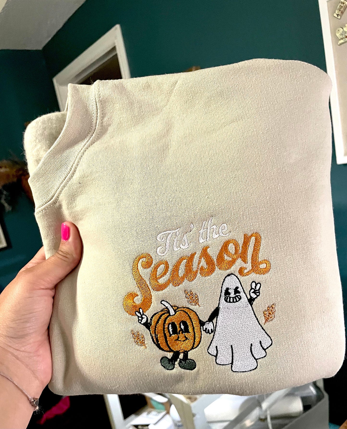 Embroidered halloween Sweatshirt - ghost Sweatshirt - pumpkin sweatshirt - cute Halloween sweatshirt