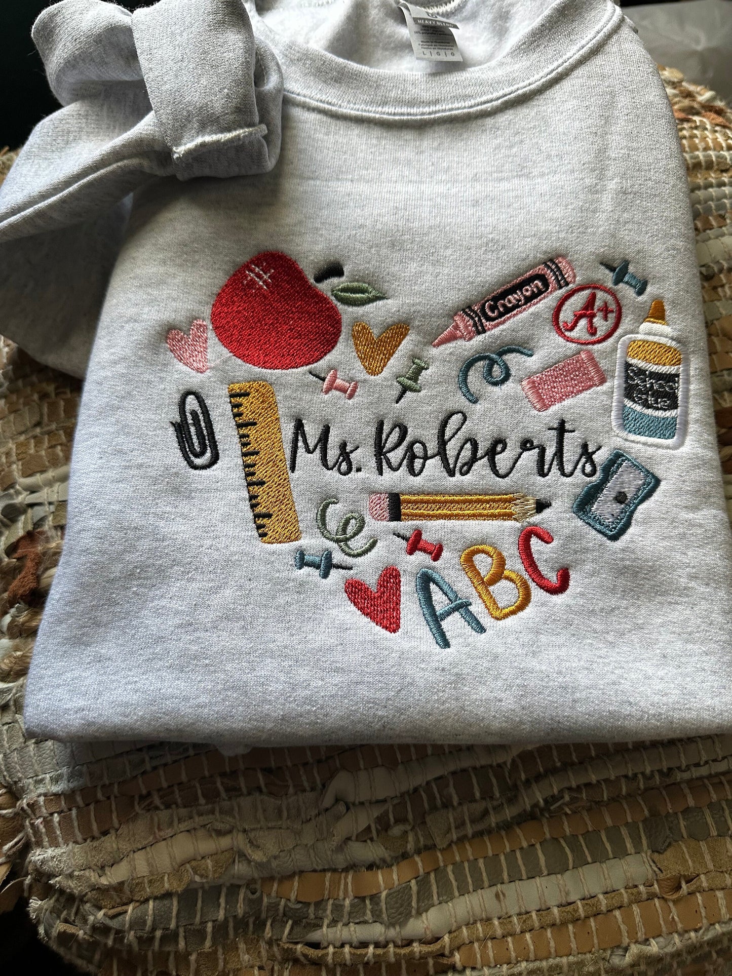 Embroidered 90s Vibe Teacher Sweatshirt - Embroidered Teacher Sweatshirt - Teacher Gift - Student Teacher Sweatshirt - DayCare Sweatshirt