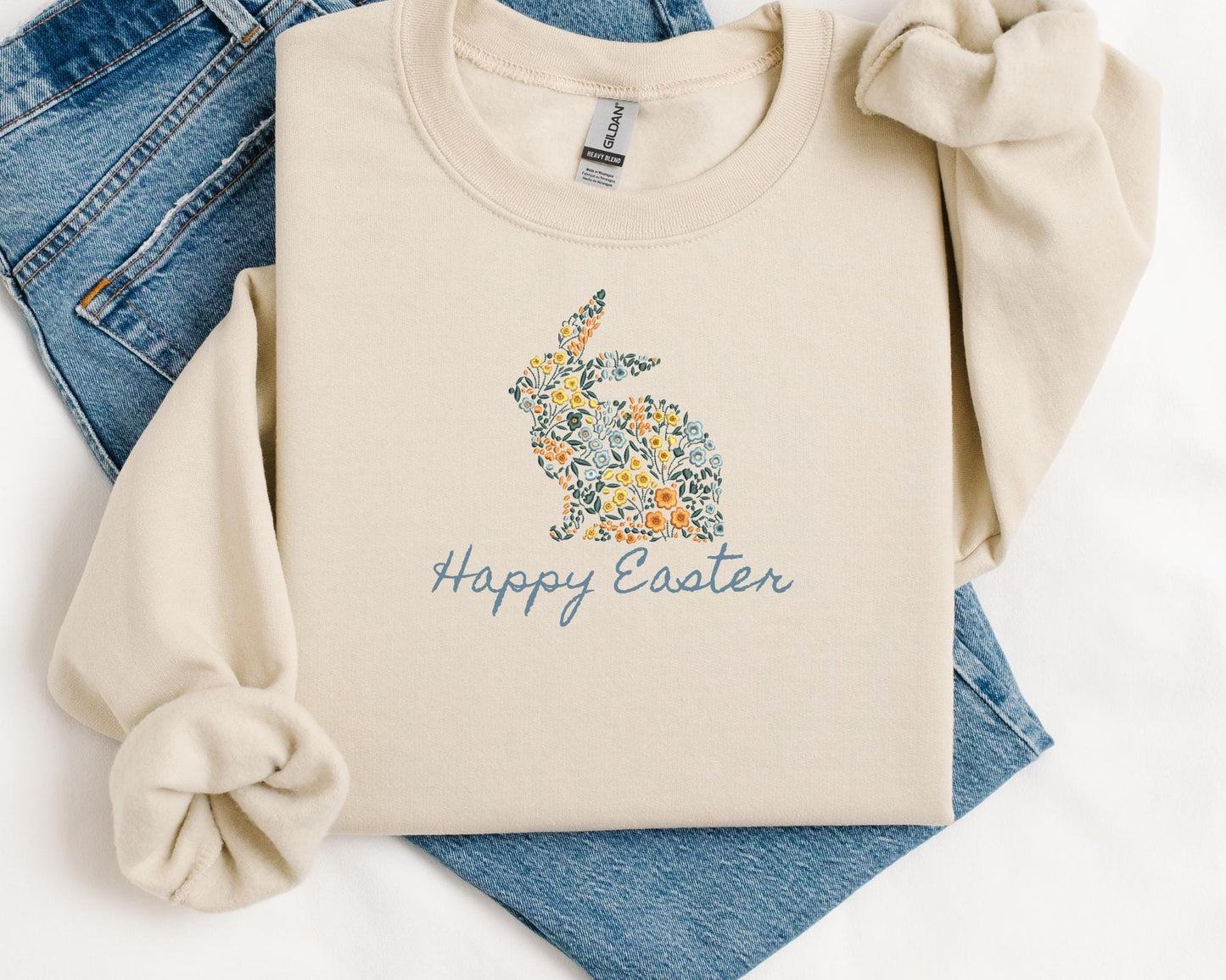 Embroidered Floral Easter Sweatshirt - Embroidered Carrot Sweatshirt - Easter Gift - Easter Wear Sweatshirt - Embroidered Easter Sweatshirt