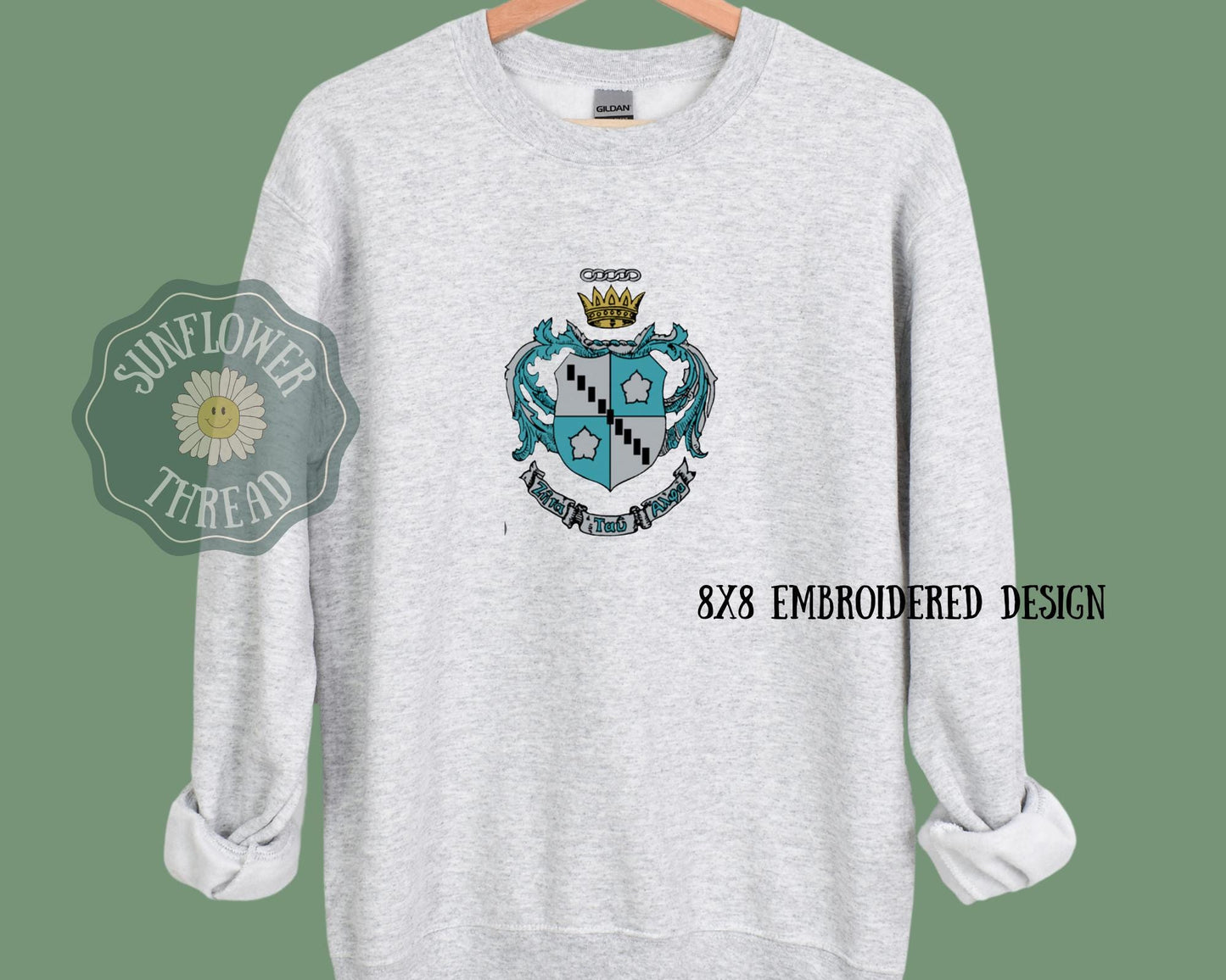 Embroidered Zeta Tau Alpha Crest sweatshirt - ZTA wear - Sorority Sweatshirt - Big/Little Gift - Sorority Greek Licensed Merch - ZTA Crest