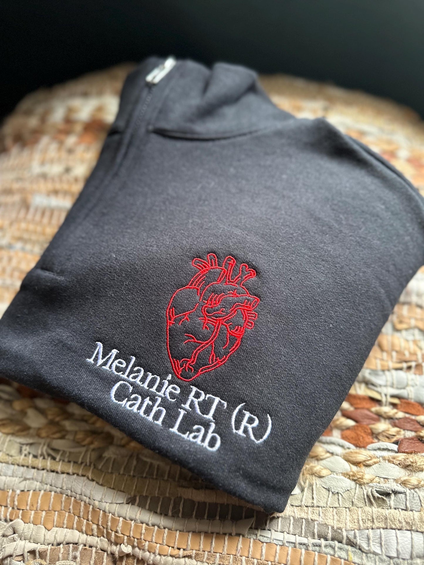 Embroidered CARDIAC nurse quarter zip jacket - cards nurse jacket - CVICU nurse jacket -personalized nurse gift - CHSU unit - cath lab