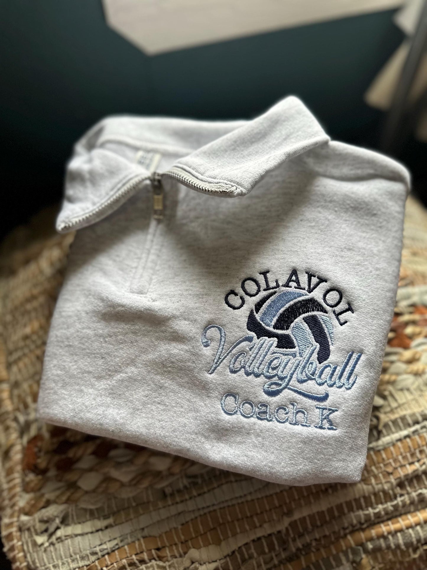 Embroidered Volleyball Coach Quarter Zip - Coach pullover - personalize varsity pullover - Volleyball Quarter Zip