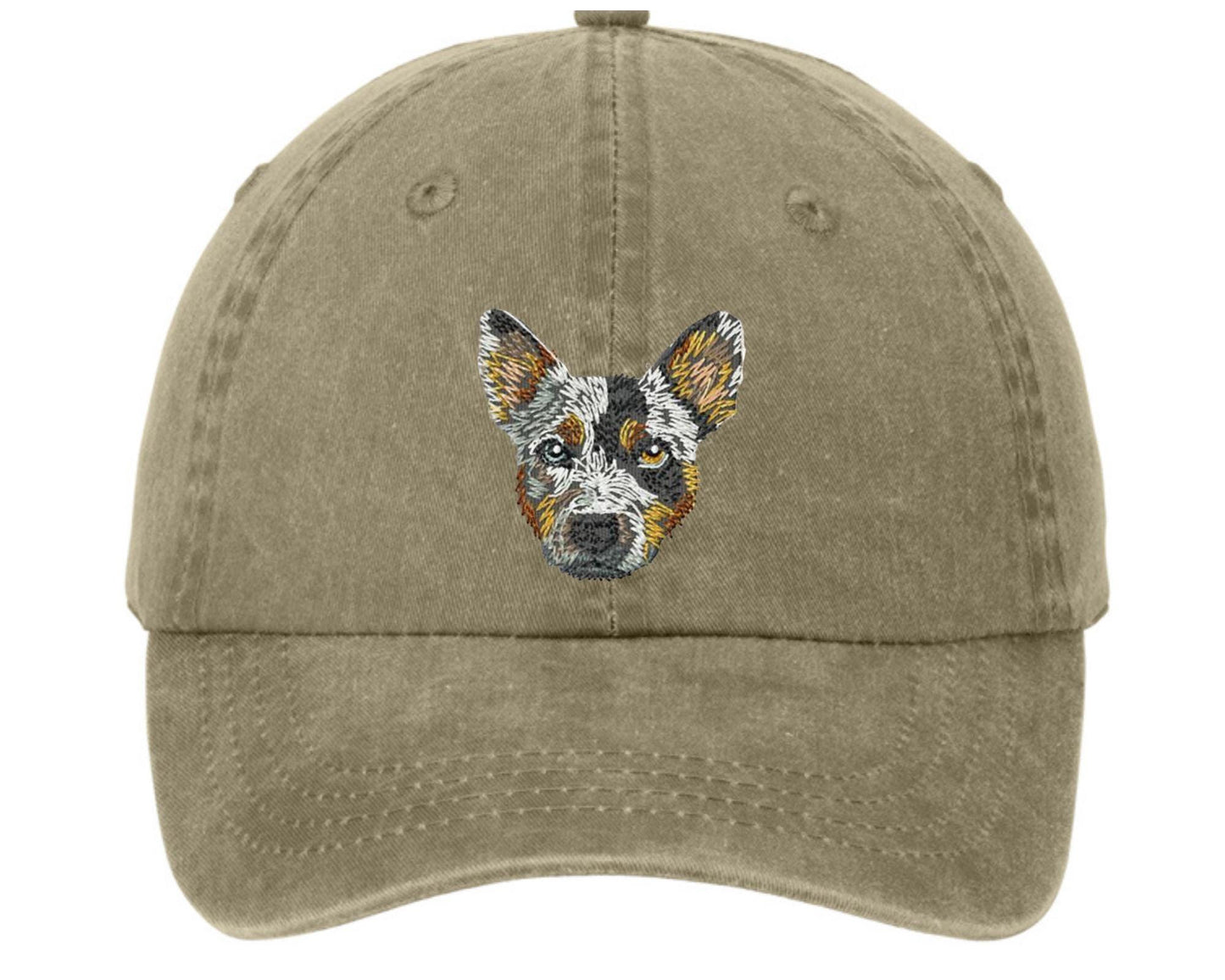 Embroidered blue heeler Dog hat - blue heeler dog cap - pigment dyed baseball cap - embroidered dog mom hat - dog dad - dog gift