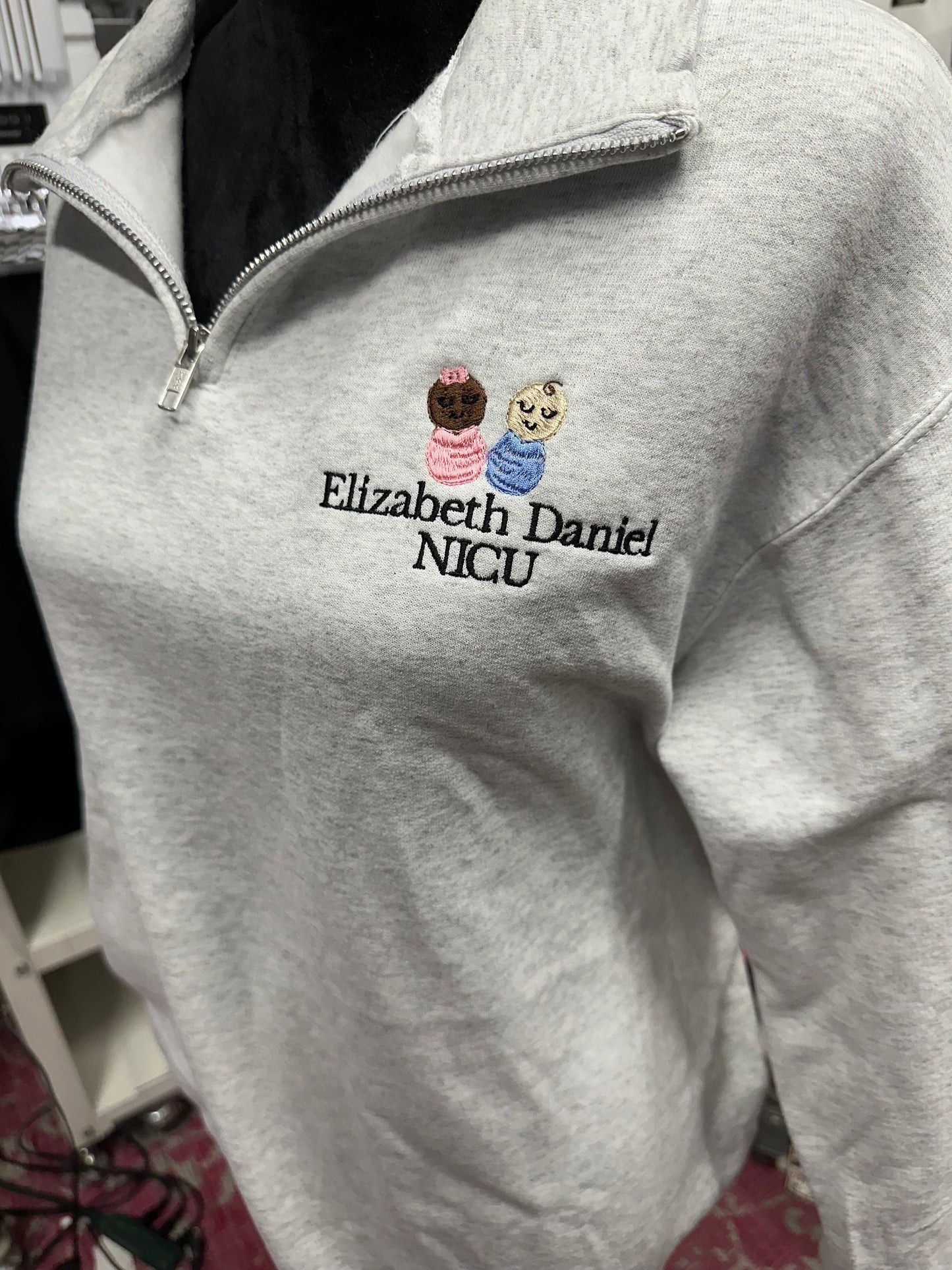 Custom Embroidered nurse quarter zip post partum pullover mother baby nurse appreciation personalized quarter nicu nurse swaddle specialist