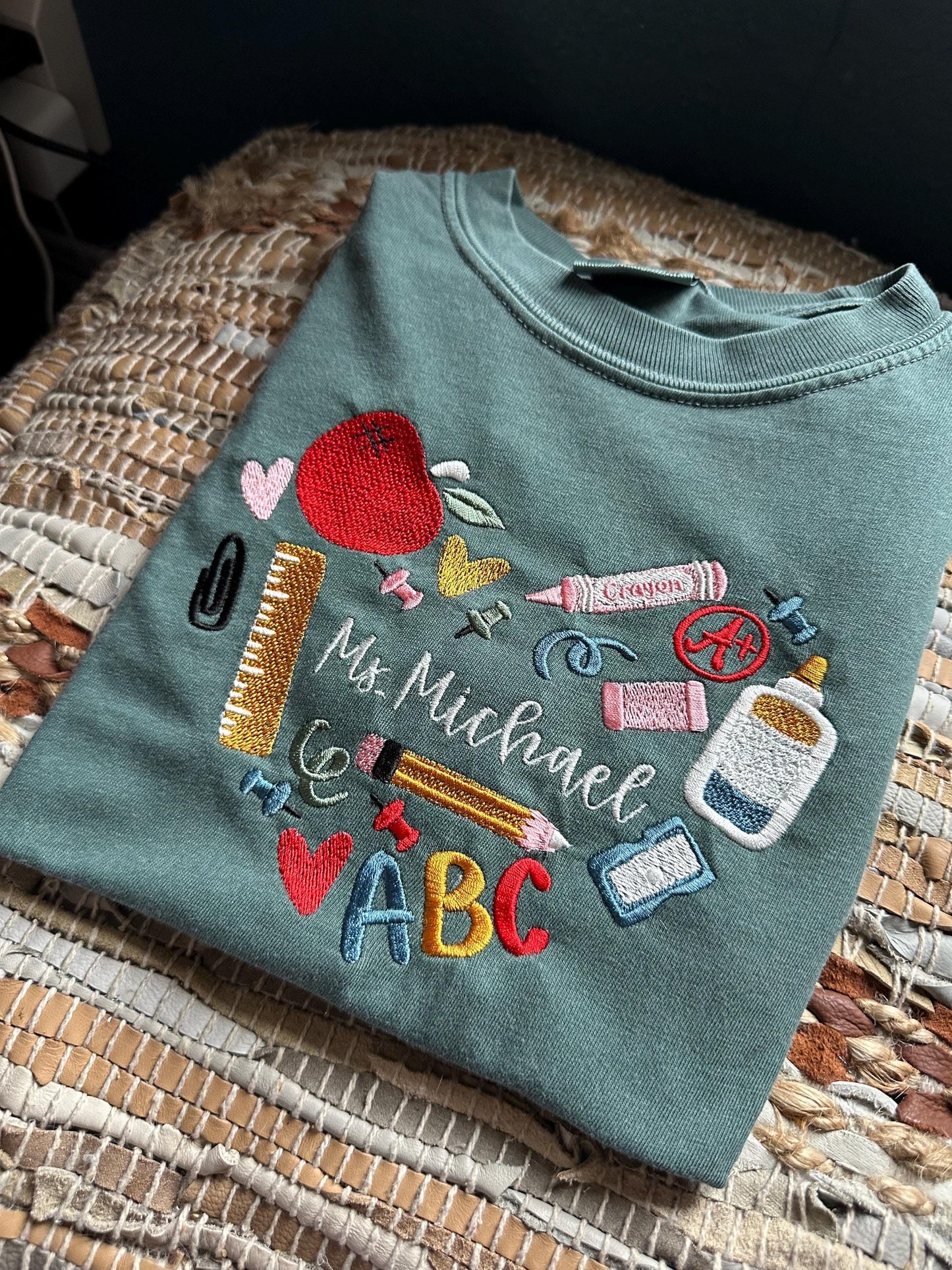 Embroidered 90s Vibe Teacher Sweatshirt - Embroidered Teacher Sweatshirt - Teacher Gift - Student Teacher Sweatshirt - DayCare Sweatshirt