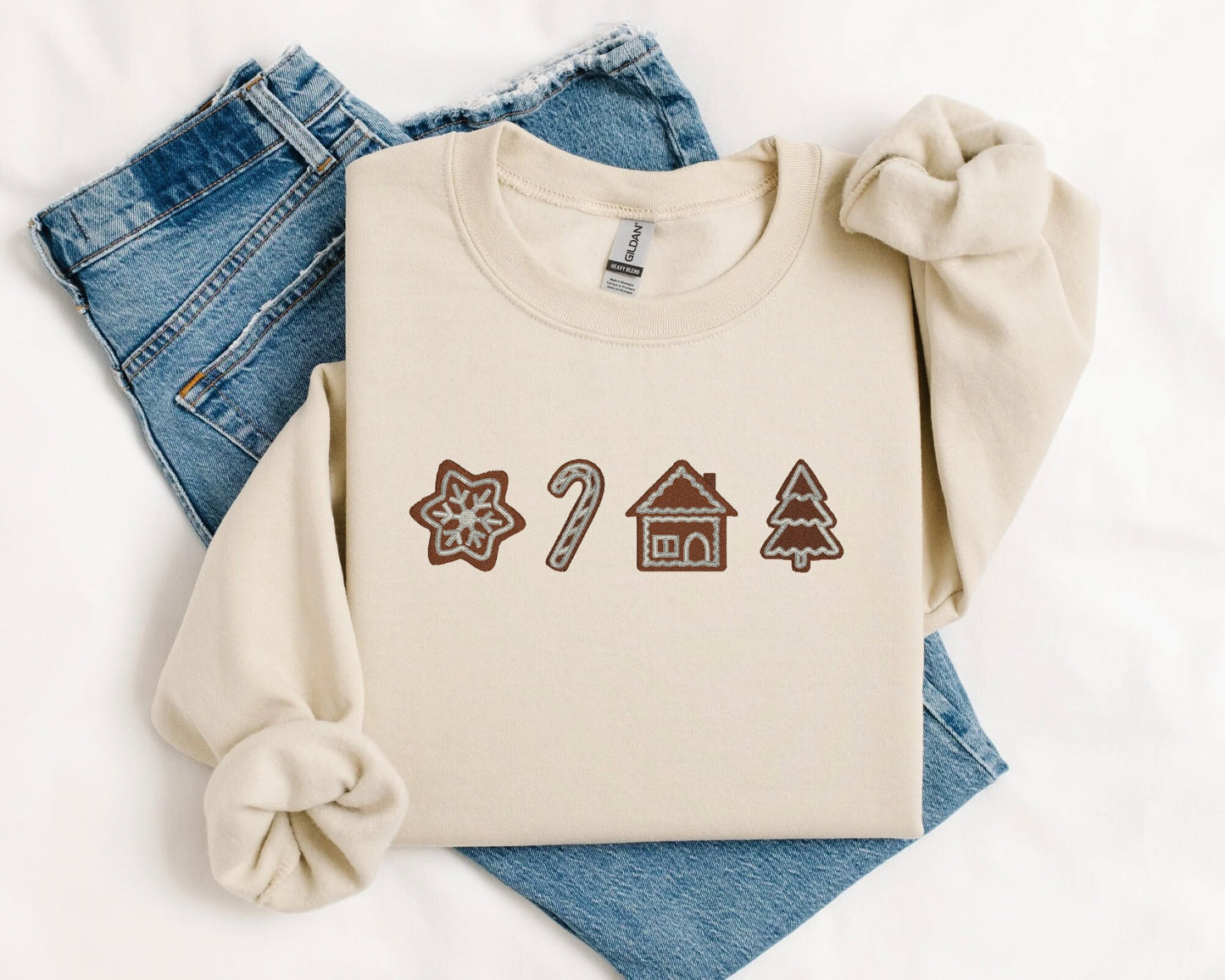 Embroidered Christmas Gingerbread Sweatshirt - Merry Christmas Sweatshirt - Christmas baking christmas sweatshirt - gingerbread house