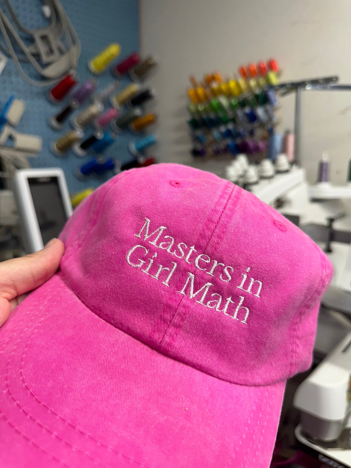 Embroidered Masters in girl math hat- summer pigment dyed baseball cap - girl math funny hat - gift for girlfriends - funny hat quote