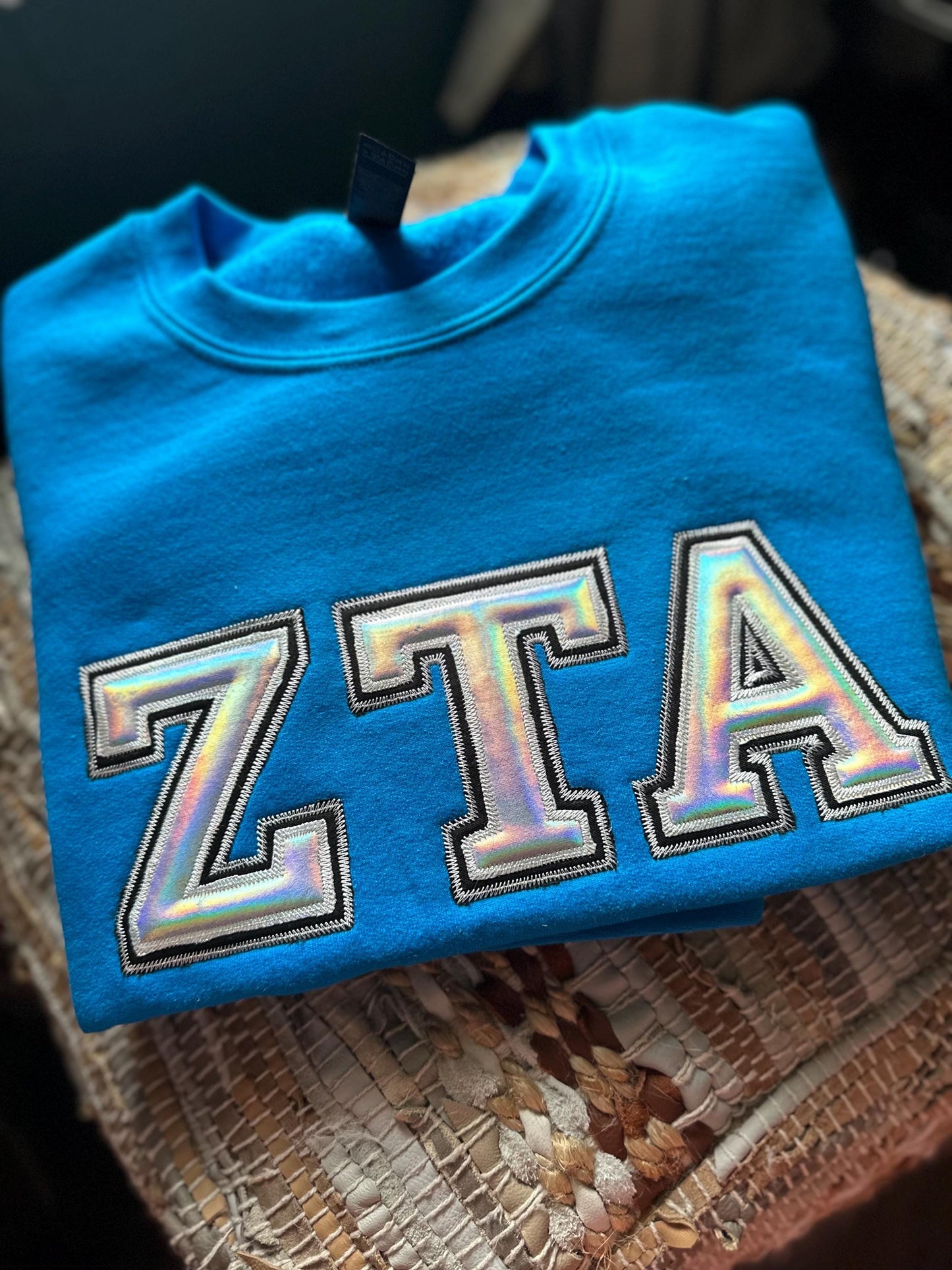 Embroidered Zeta Tau Alpha Applique sweatshirt - ZTA wear - Sorority Sweatshirt - Big/Little Gift - Sorority Greek Licensed Merch