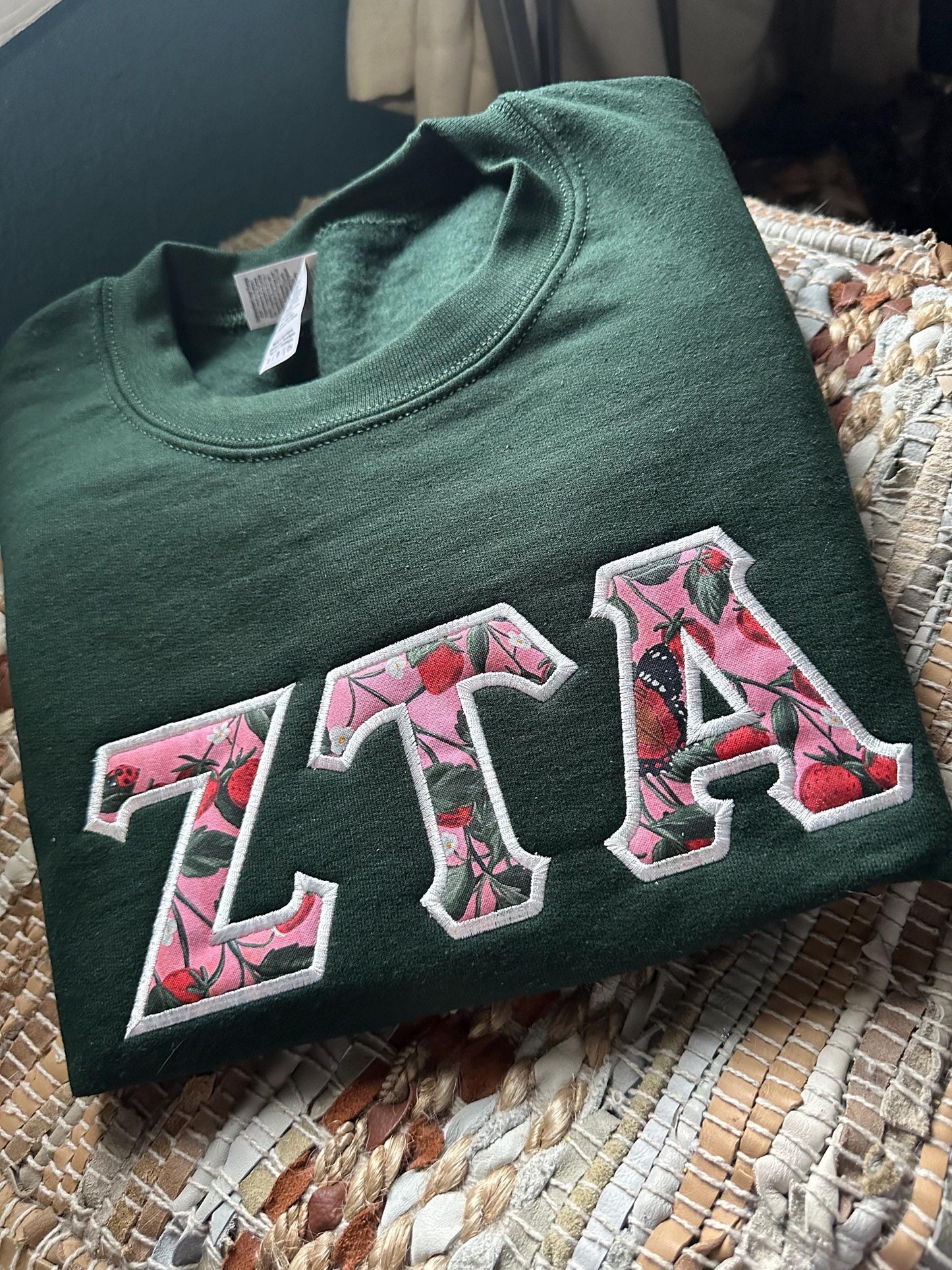 Embroidered Zeta Tau Alpha strawberry sweatshirt - ZTA wear - Sorority Sweatshirt - Big/Little Gift - Sorority Greek Licensed Merch