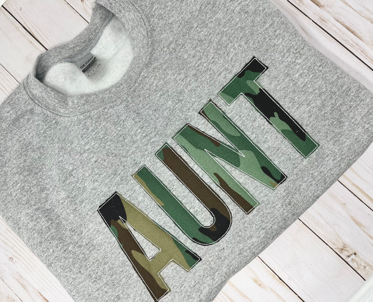 Embroidered Personalized Sweatshirt - MAMA camo appliqué Sweatshirt - AUNT camo sweatshirt - Grandma sweatshirt