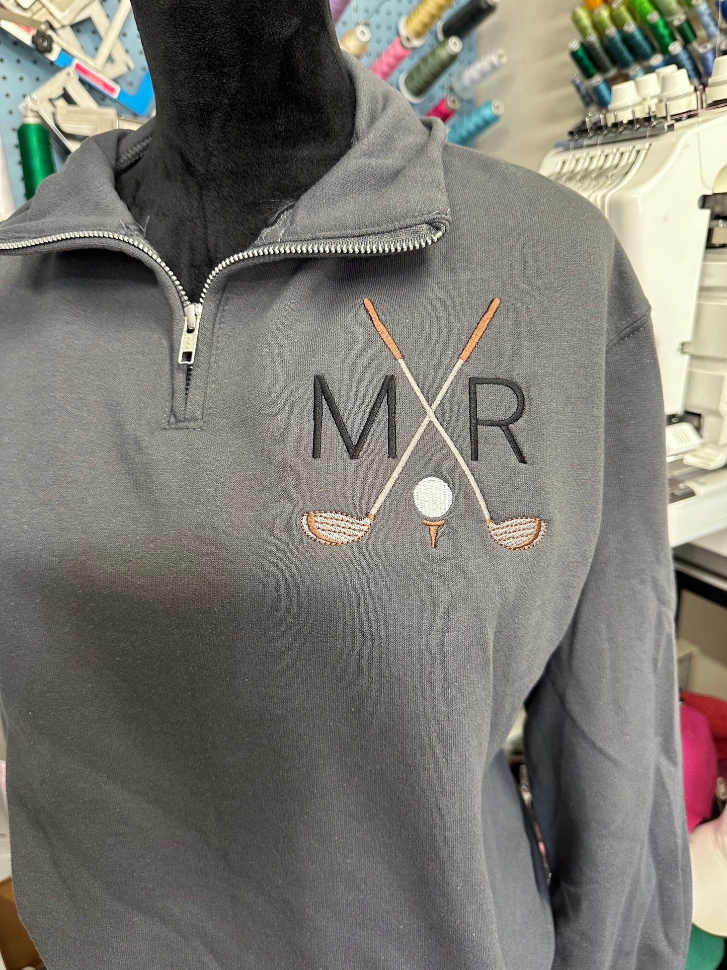 Custom Embroidered Golf Monogram quarter zip - Golf Pullover - Father’s Day Gift Jacket - Golf Dad Personalized Jacket - Grandpa Golf Jacket