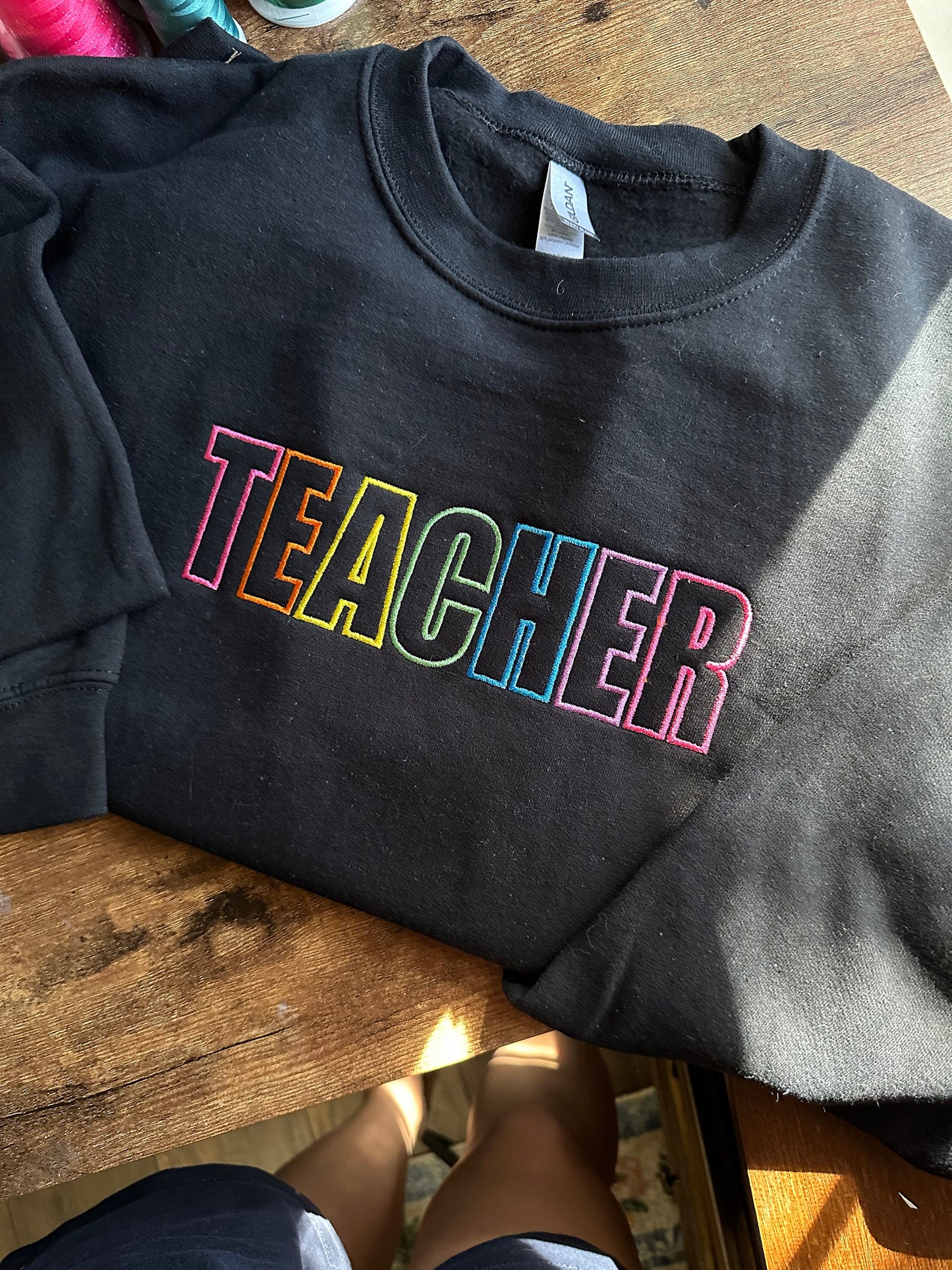 Embroidered 90s Vibe Teacher Sweatshirt - Embroidered Teacher Sweatshirt - Teacher Gift - Student Teacher Sweatshirt - DayCare Sweatshirt